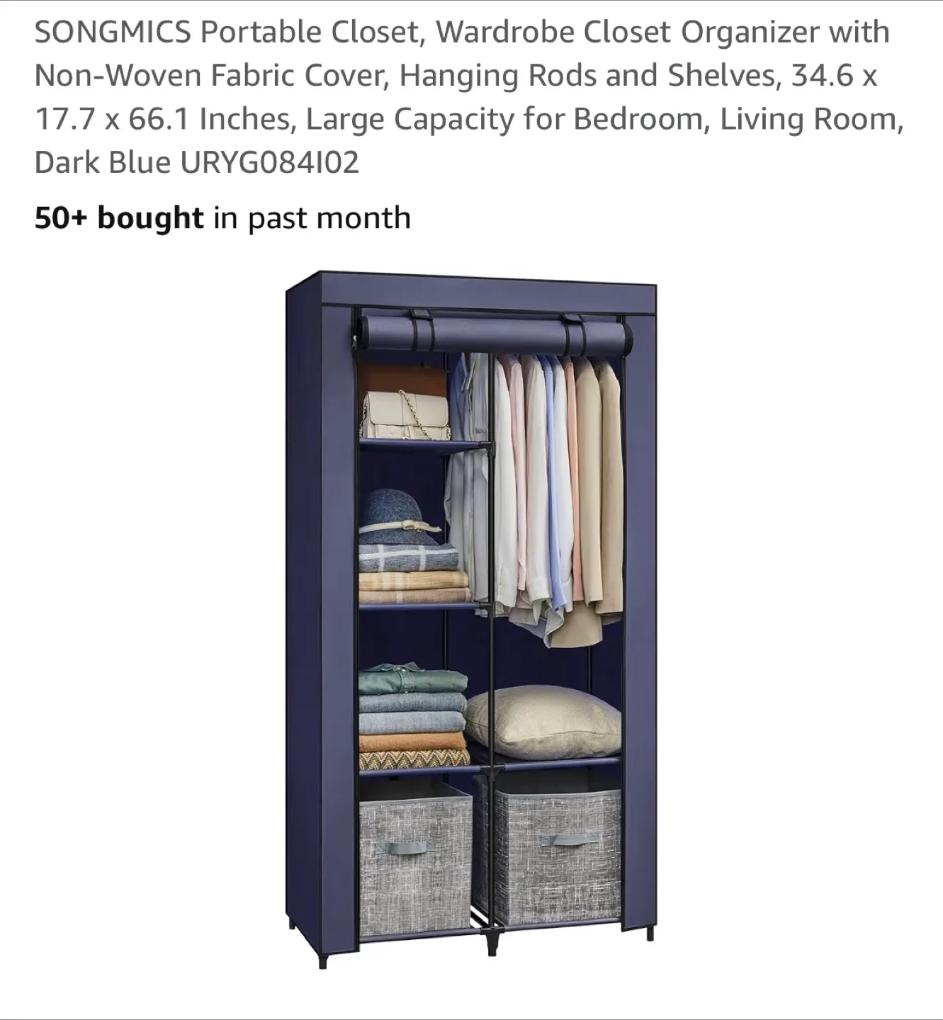 SONGMICS Portable Wardrobe Closet Organizer thumbnail