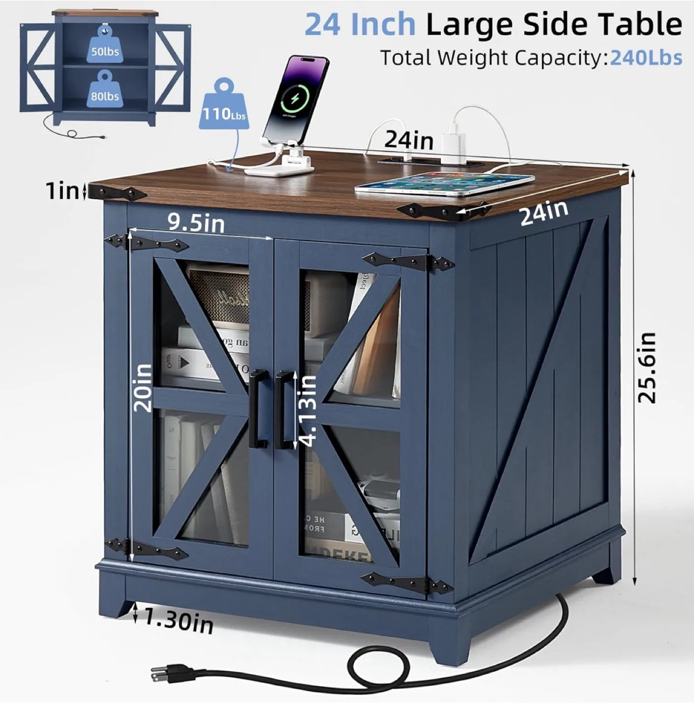 Blue Wooden Side Table image indicator(2)