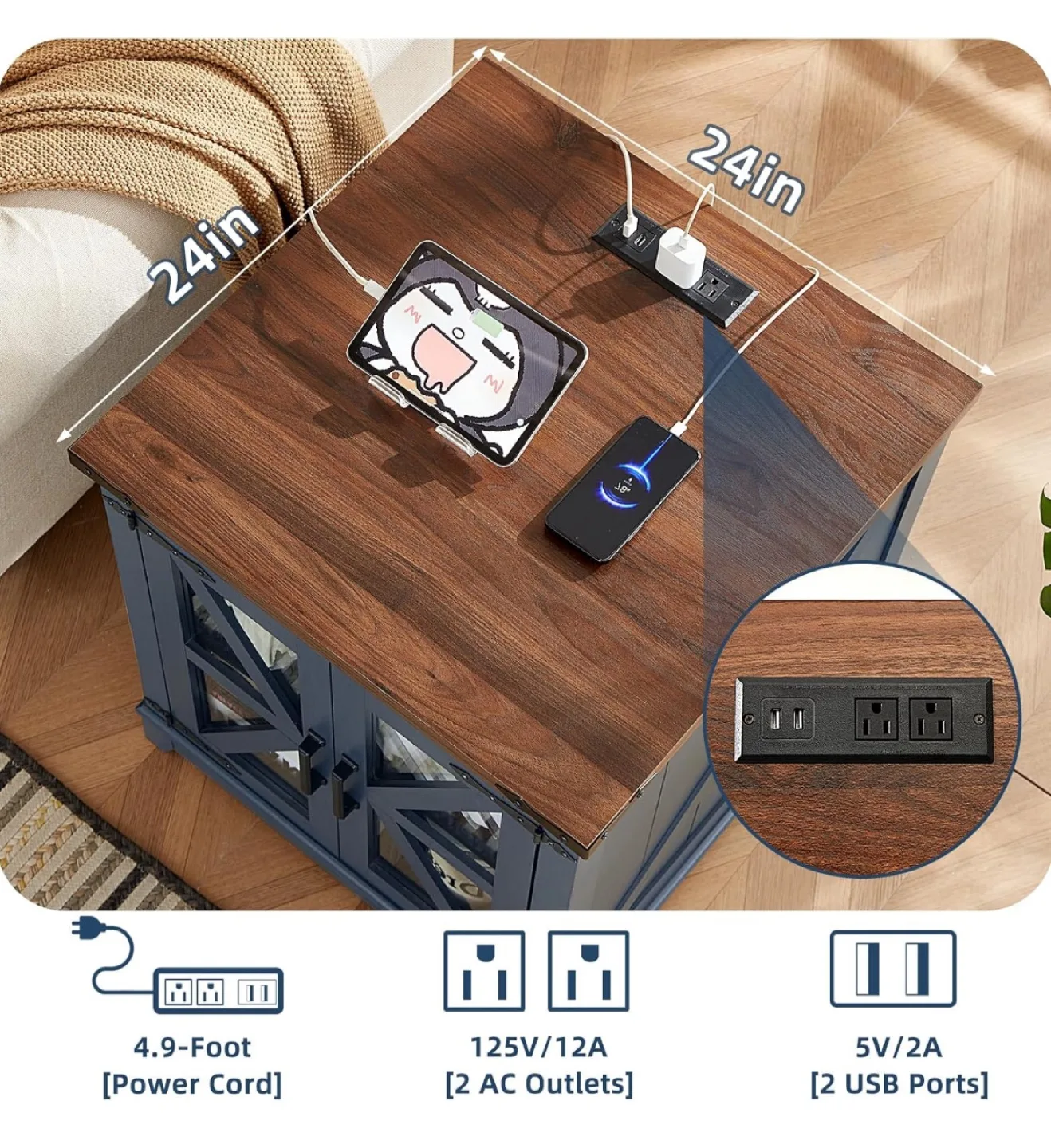 Blue Wooden Side Table image indicator(5)