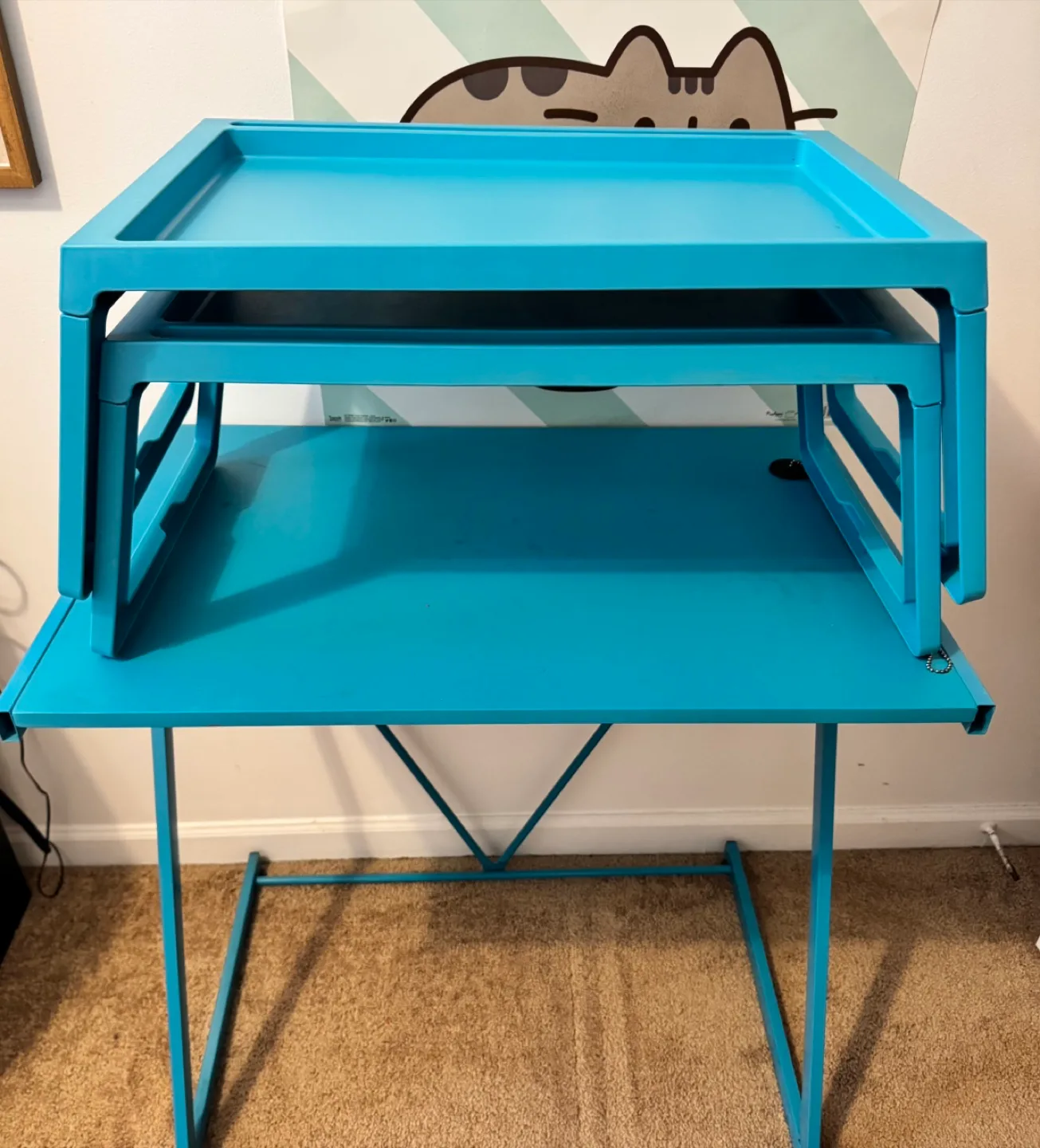 💚IKEA . 2 Collapsible food tray /Blue Foldable Laptop Table Set image indicator(5)
