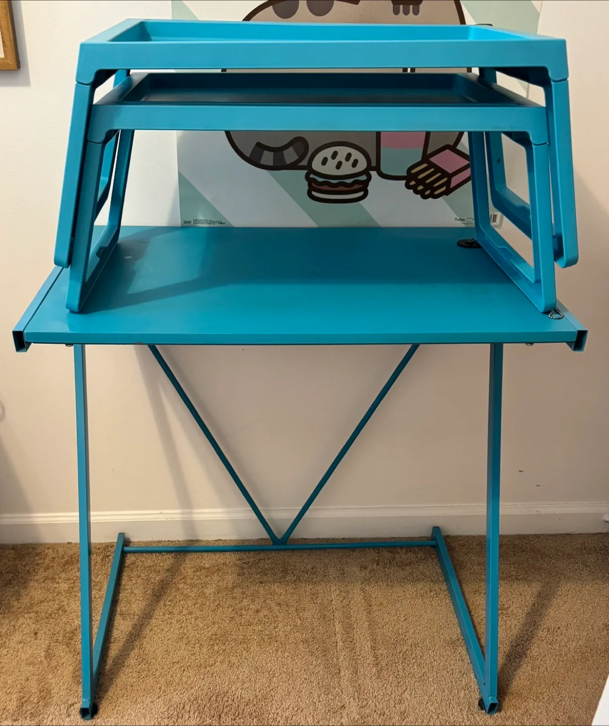 💚IKEA . 2 Collapsible food tray /Blue Foldable Laptop Table Set image indicator(6)