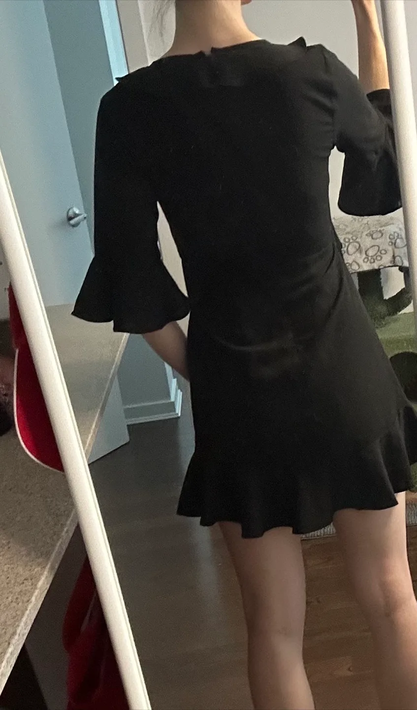 Black Ruffled cut out mini dress small image indicator(3)