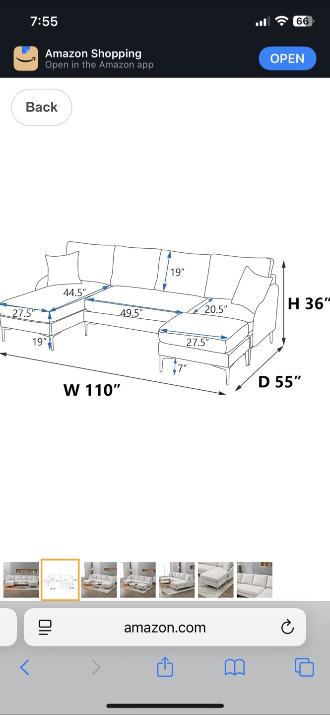 Beige Sectional Sofa with Chaise and Ottoman - photo 2