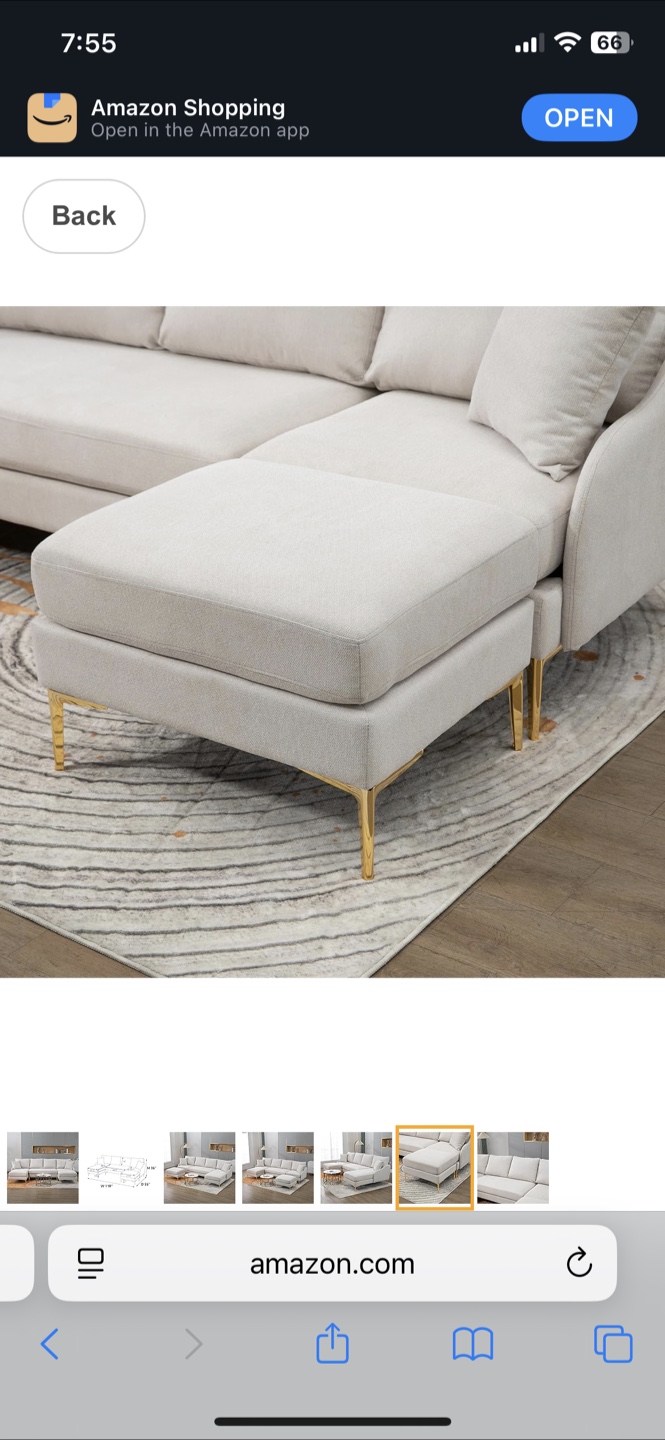 Beige Sectional Sofa with Chaise and Ottoman - photo 5