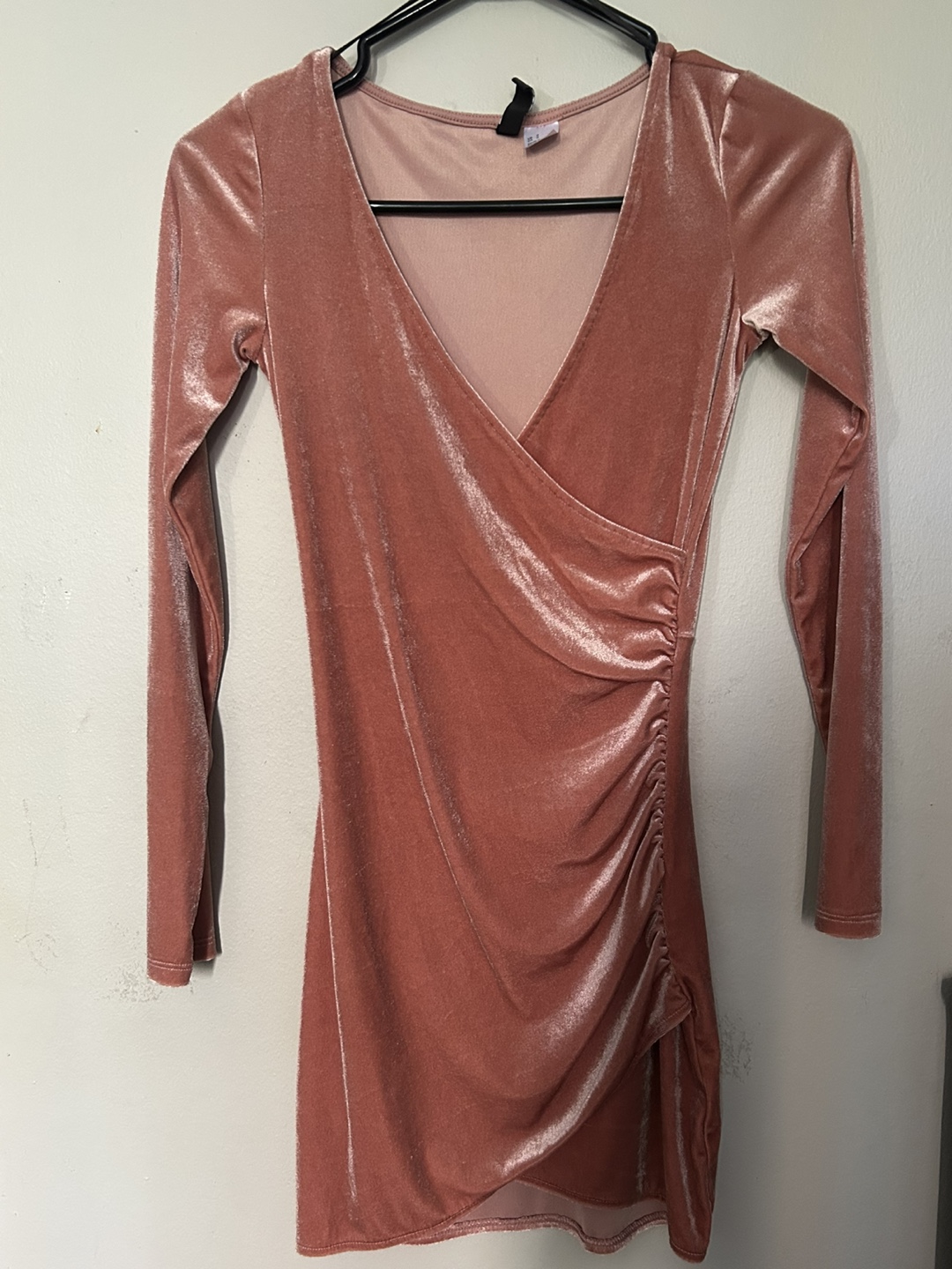 Divided Pink Velvet Wrap Dress