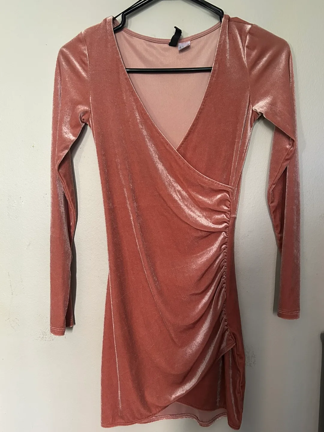 Divided Pink Velvet Wrap Dress thumbnail