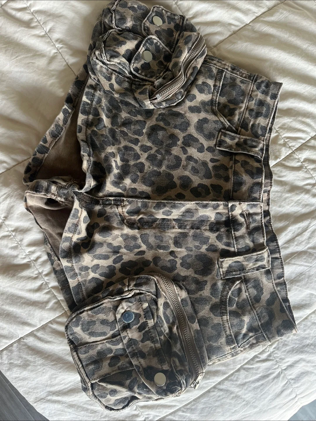 Leopard Print Cargo Shorts
