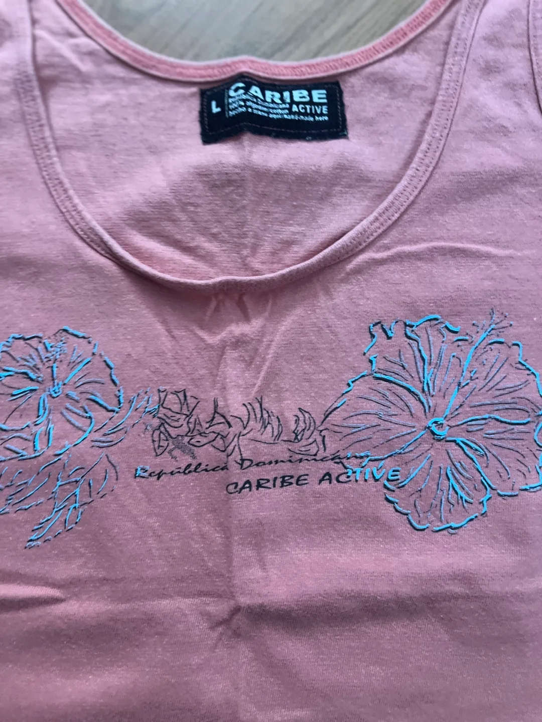 Pink Tank Top with Floral Detail - Size L image indicator(2)