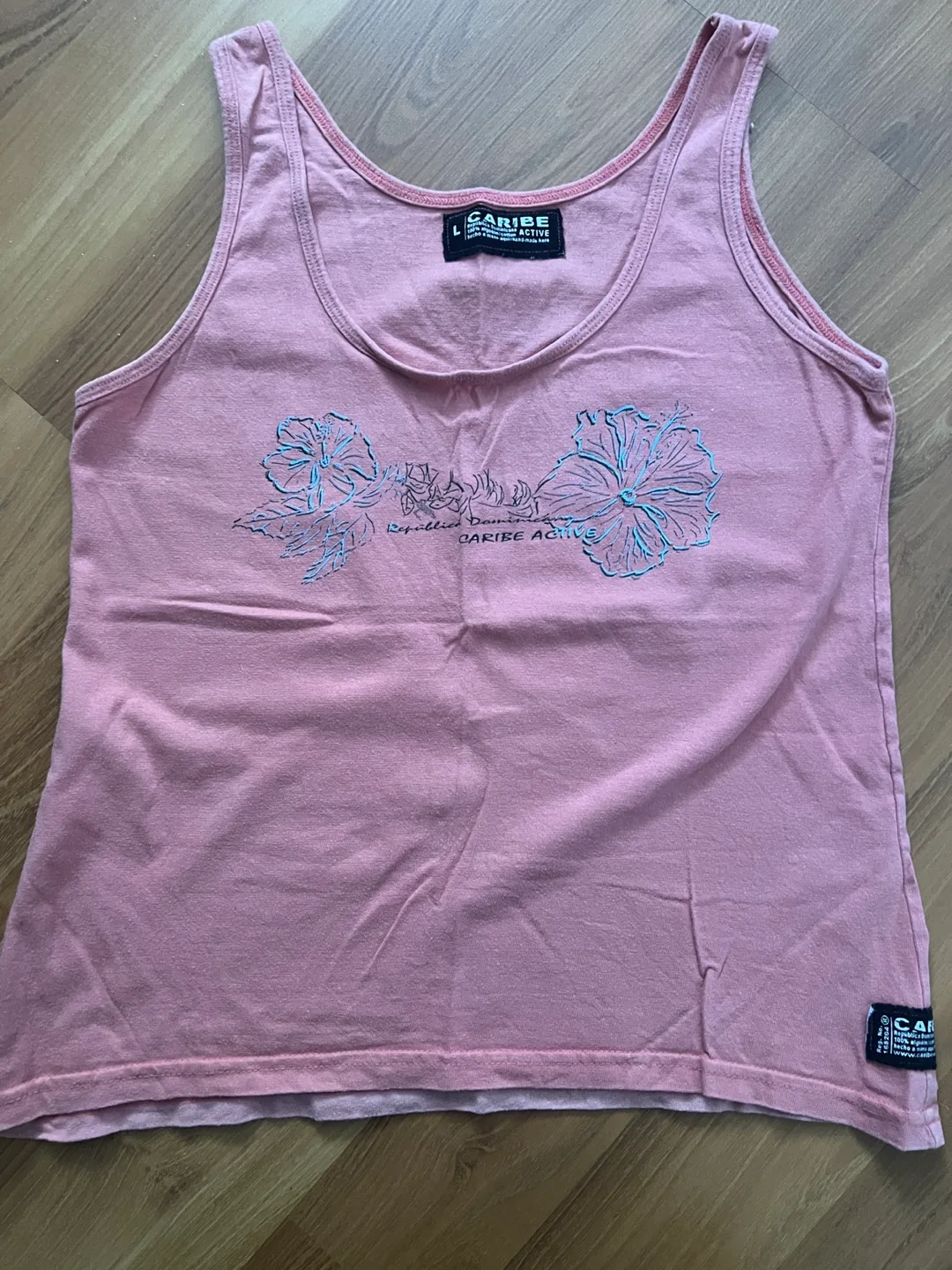 Pink Tank Top with Floral Detail - Size L image indicator(8)