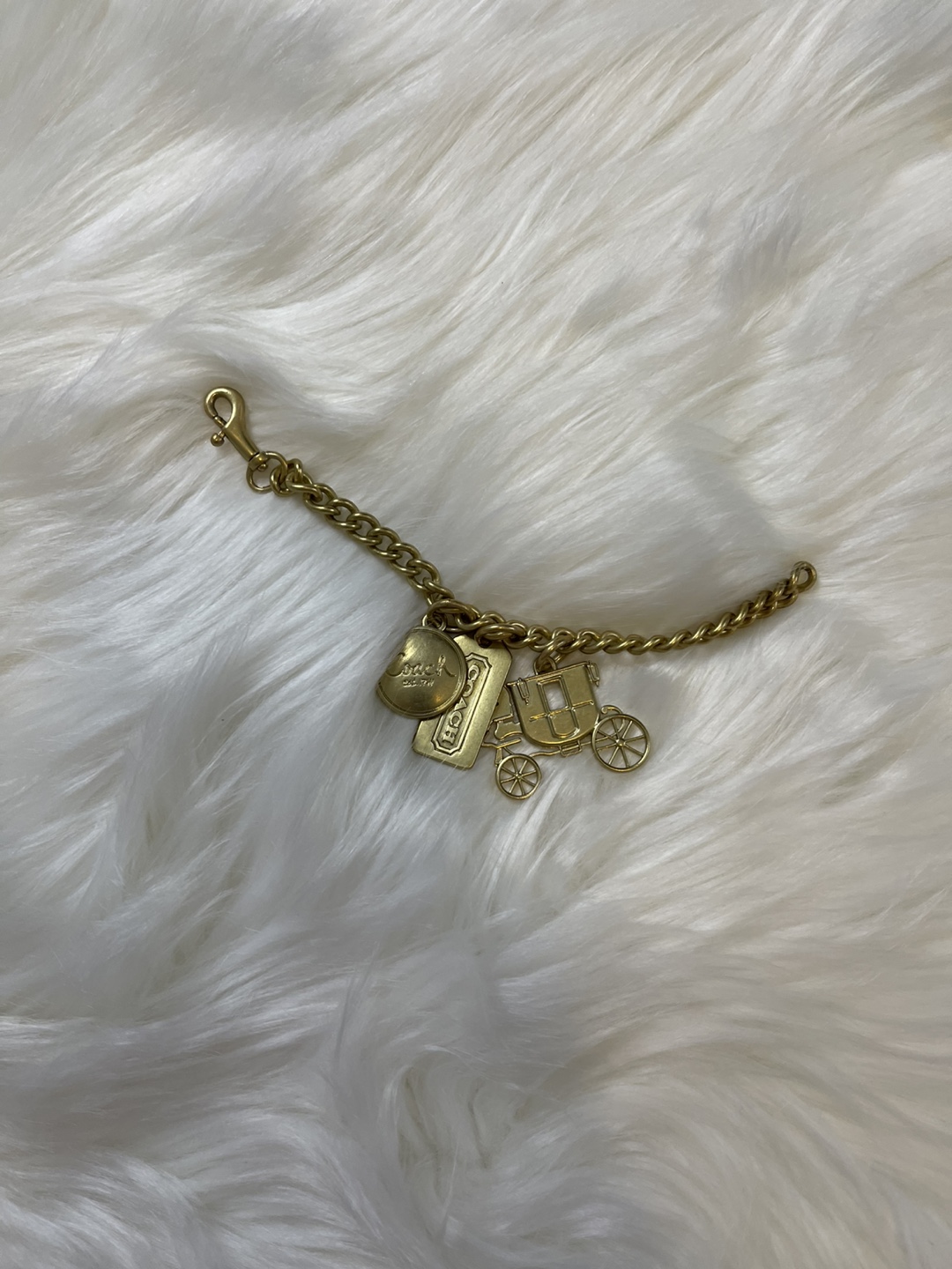 Vintage Coach Gold tone Horse Carriage Logo  Keychain/ bagcharm
