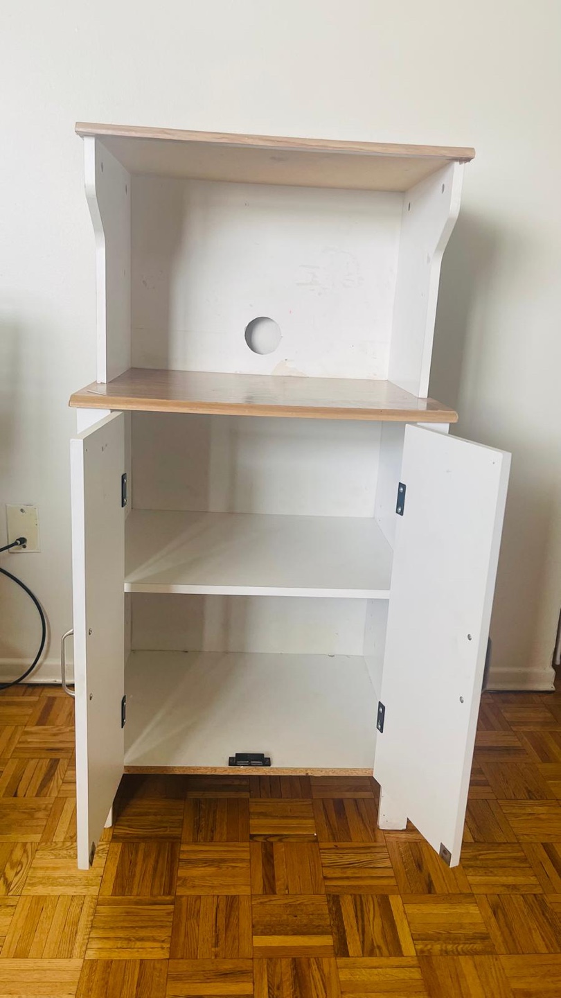White and Wood Cabinet with Hutch - photo 2