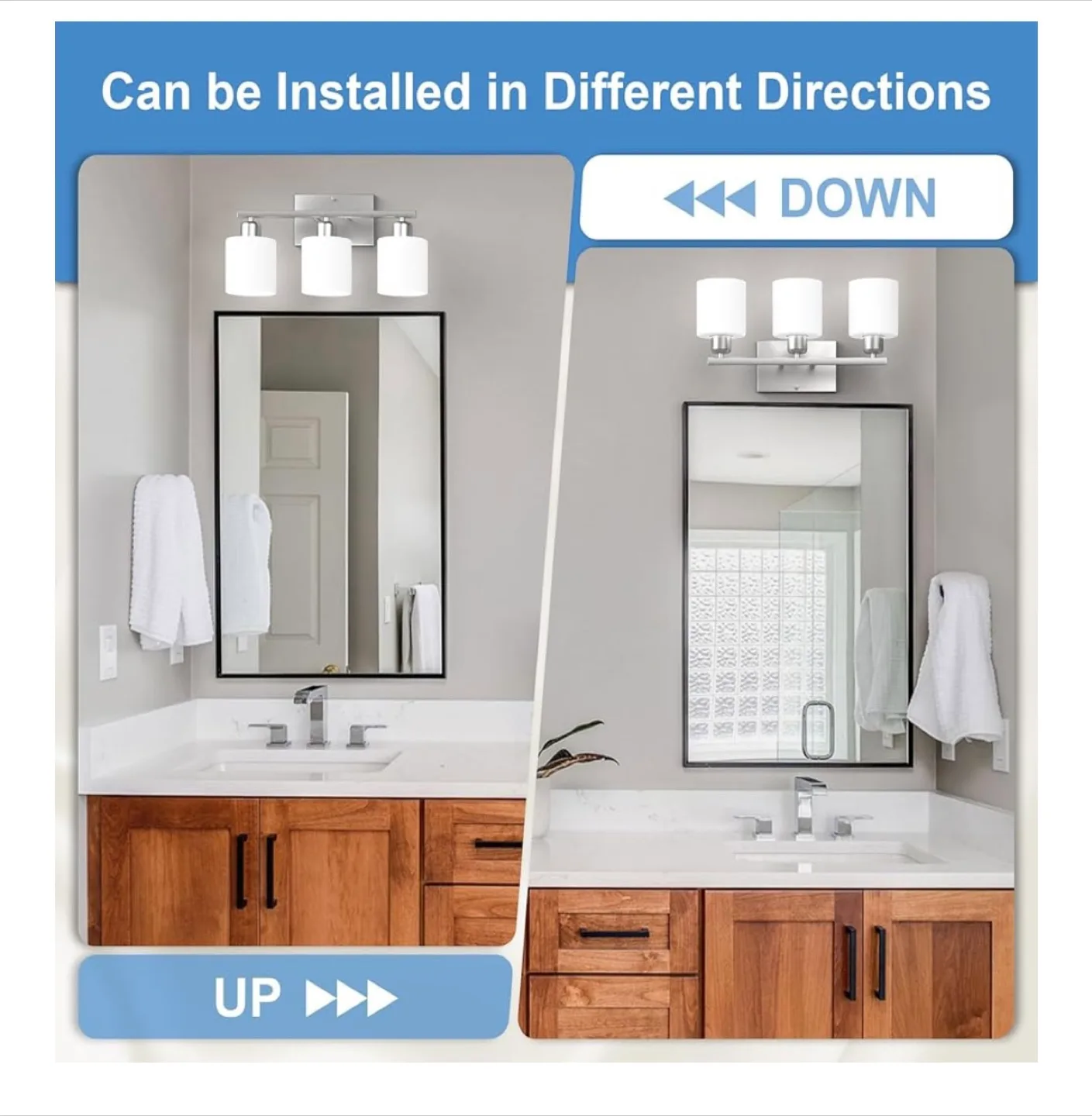 BRAND NEW  Bathroom Light Fixtures Over Mirror, Brushed Nickel image indicator(4)