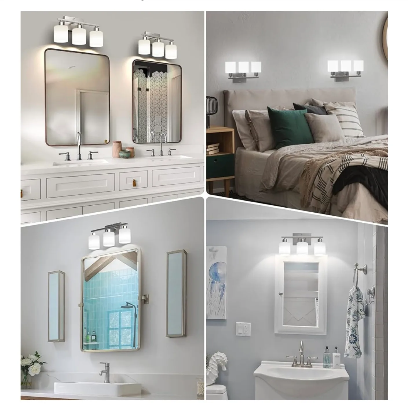 BRAND NEW  Bathroom Light Fixtures Over Mirror, Brushed Nickel image indicator(6)