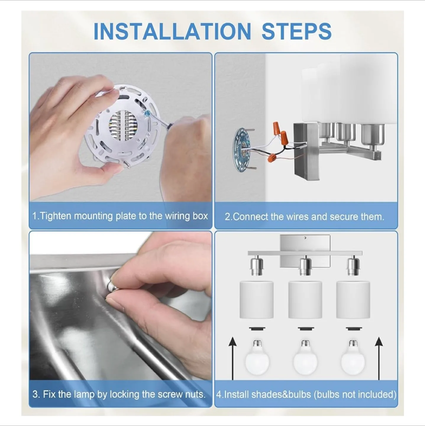 BRAND NEW  Bathroom Light Fixtures Over Mirror, Brushed Nickel image indicator(7)