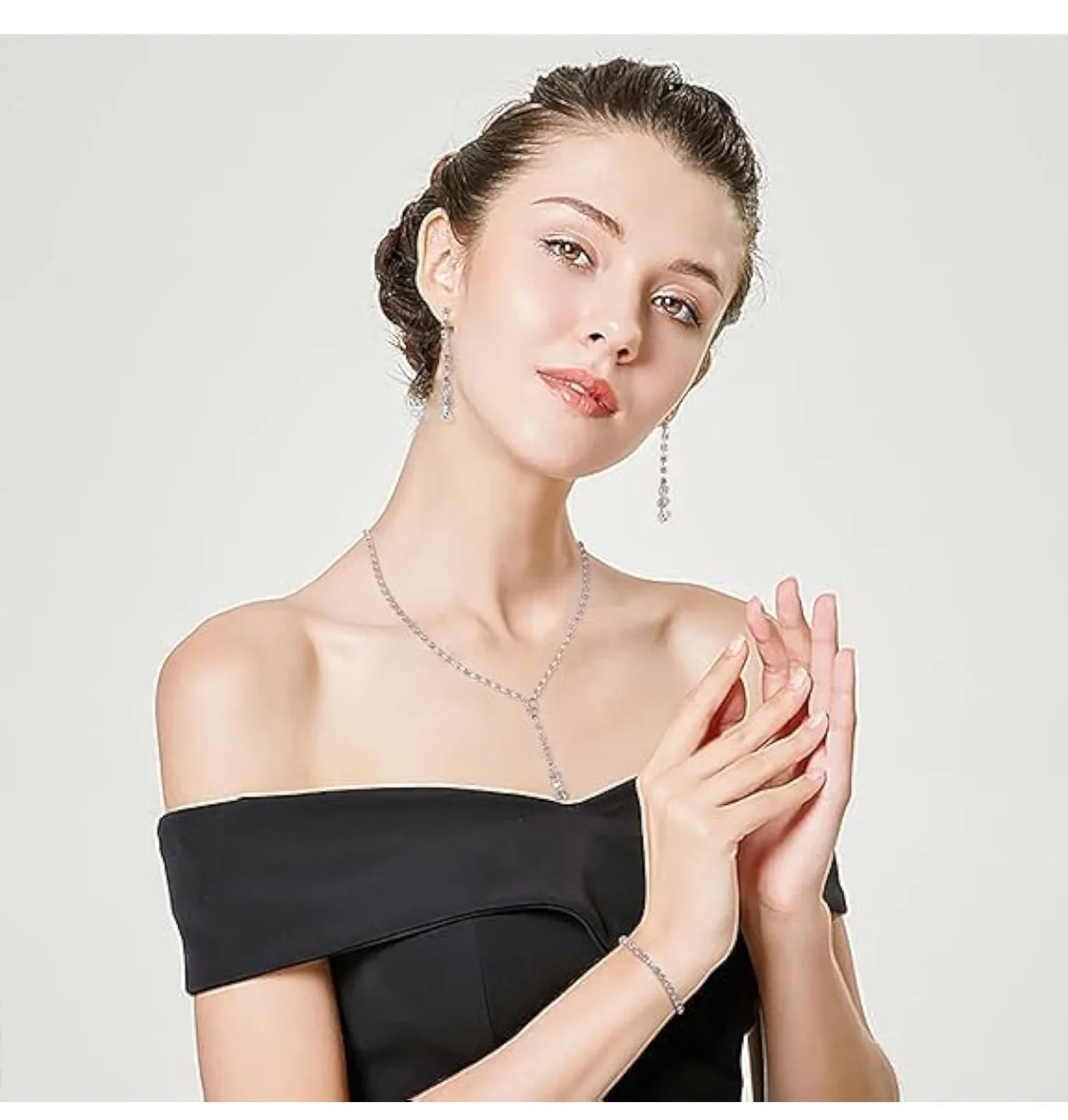 Silver Crystal Bridal/Prom Jewelry Set image indicator(4)