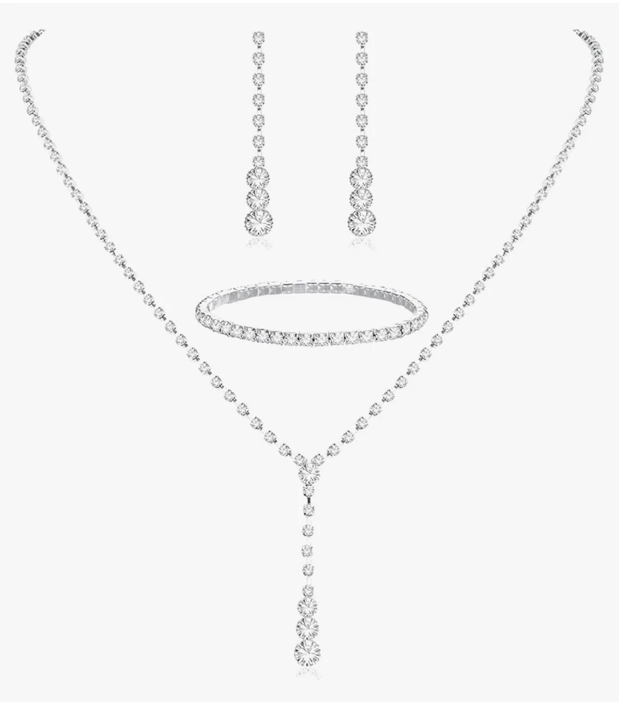 Silver Crystal Bridal/Prom Jewelry Set thumbnail