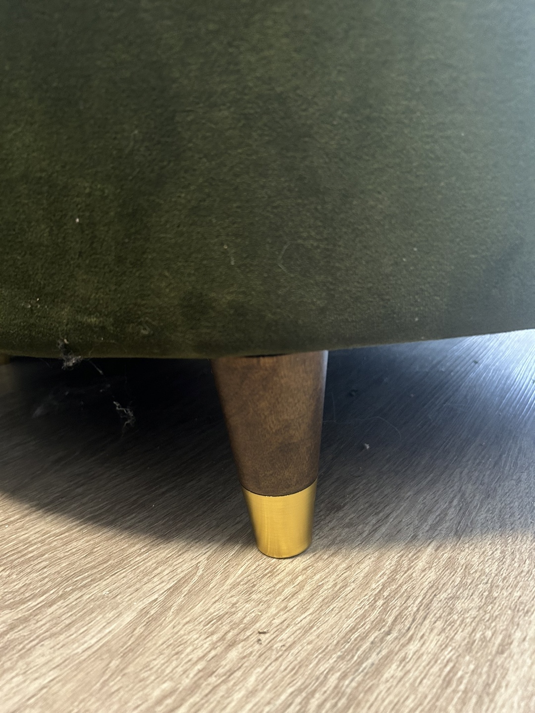 Luxury Jade Green Ottoman – Custom Dark Wood & Gold Accent Legs - photo 3