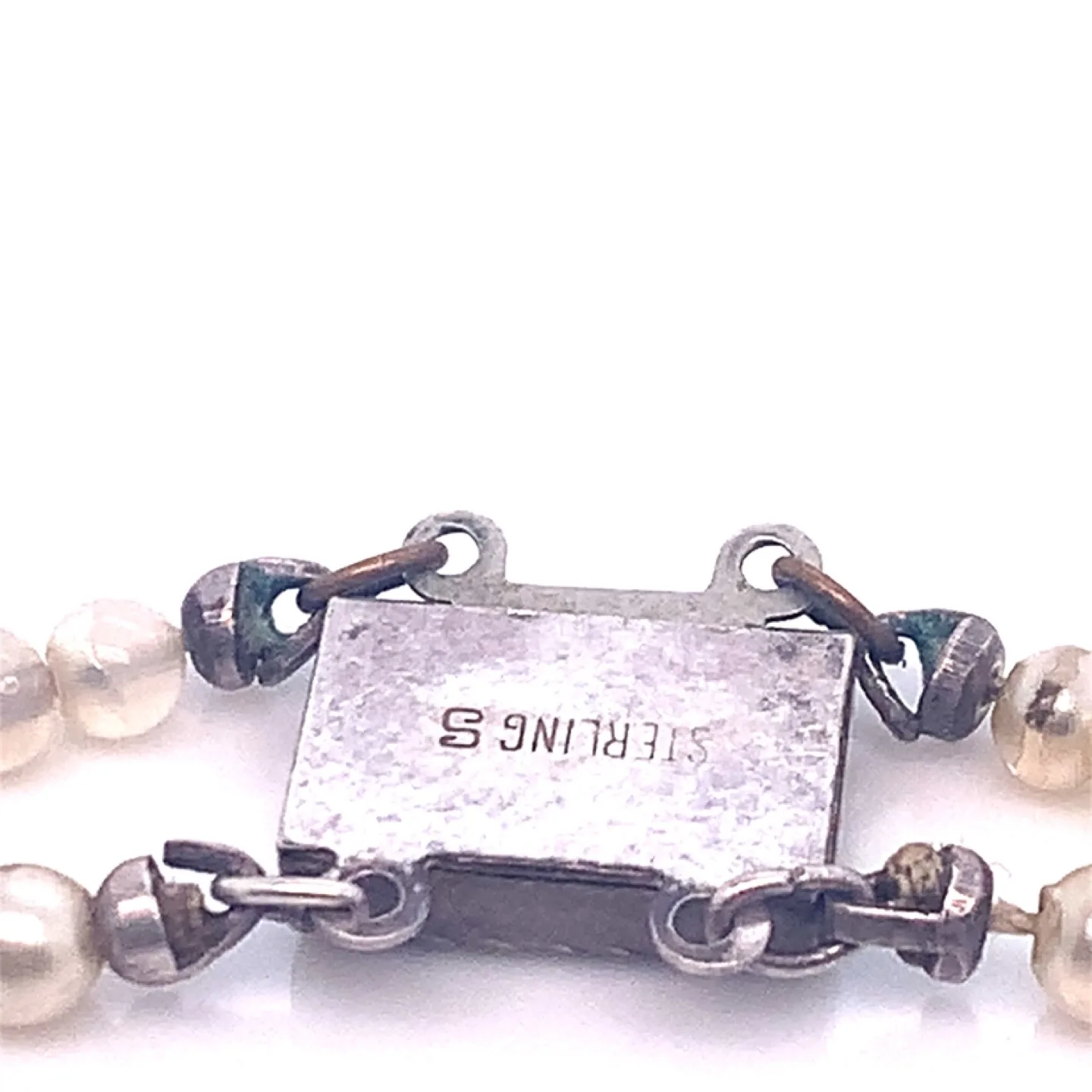 Vintage sterling silver Majorca double strand pearl necklace image indicator(6)