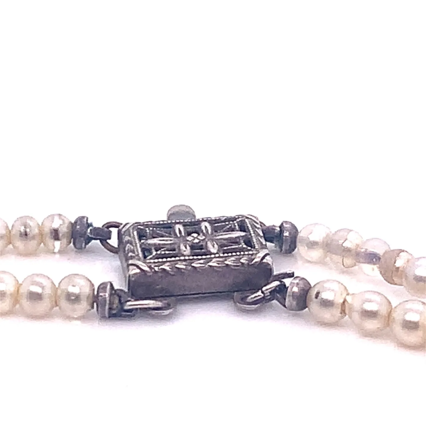 Vintage sterling silver Majorca double strand pearl necklace image indicator(5)