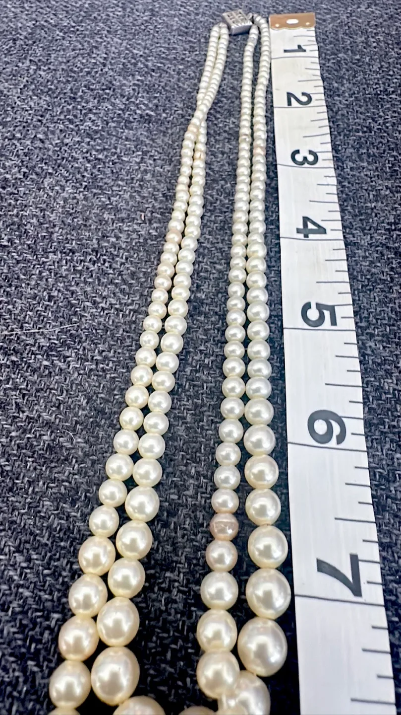 Vintage sterling silver Majorca double strand pearl necklace image indicator(3)