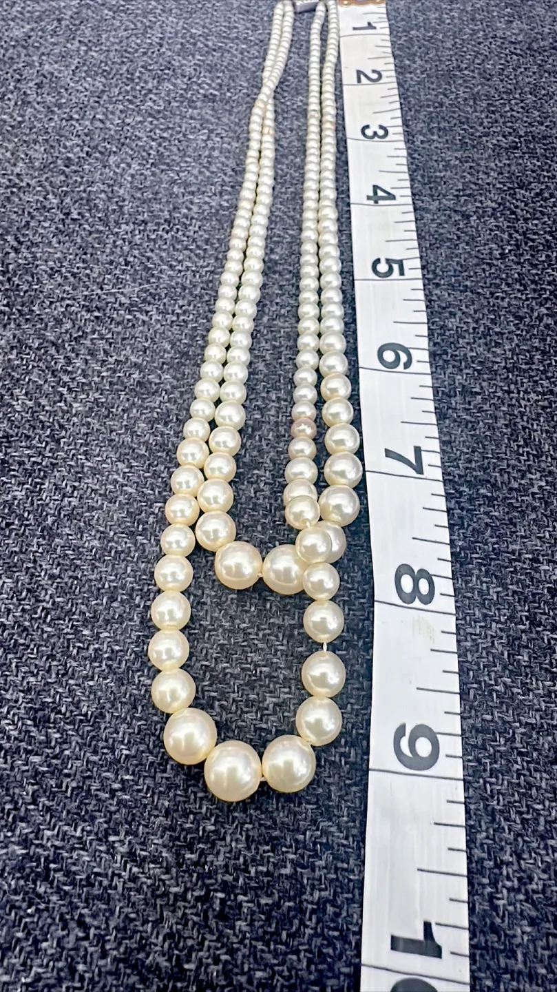 Vintage sterling silver Majorca double strand pearl necklace image indicator(2)