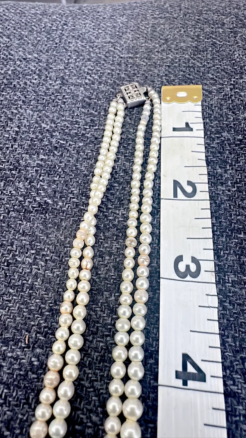 Vintage sterling silver Majorca double strand pearl necklace image indicator(4)