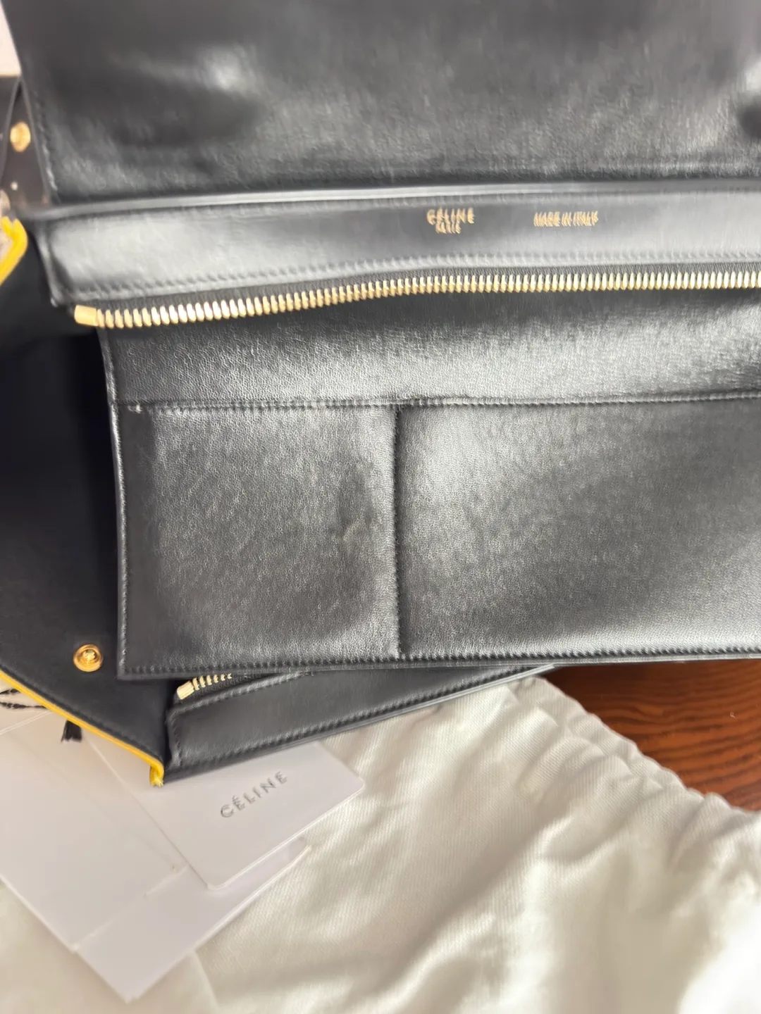 Celine Black Calfskin and Yellow Accents Trapeze bag image indicator(5)