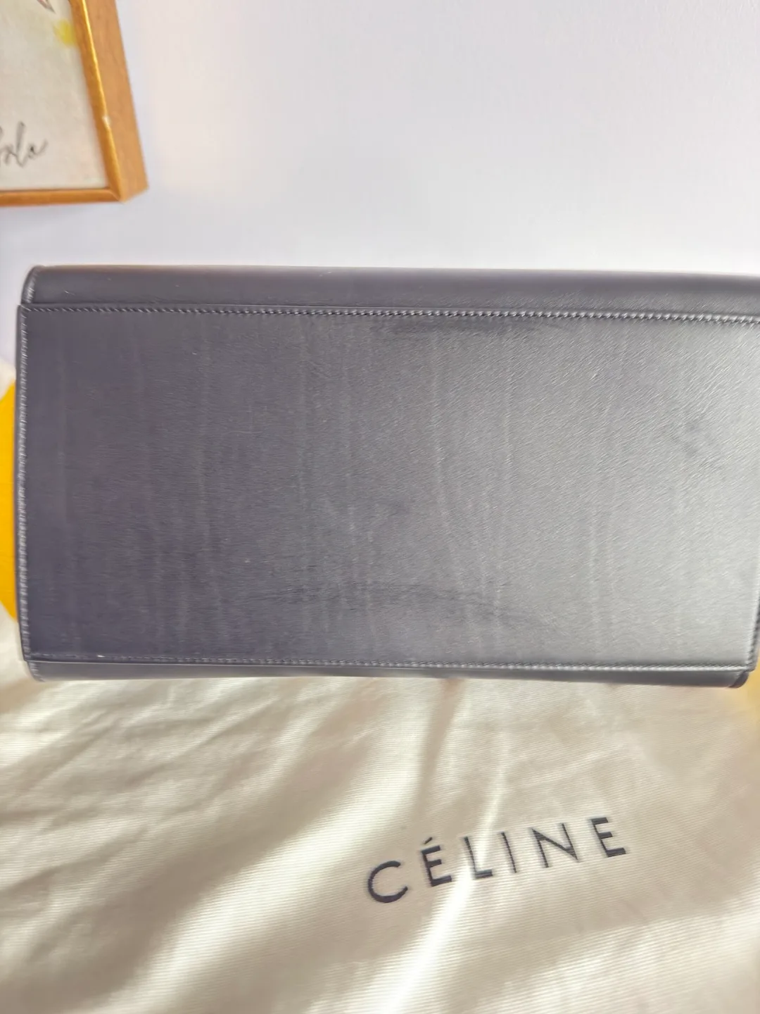 Celine Black Calfskin and Yellow Accents Trapeze bag image indicator(4)