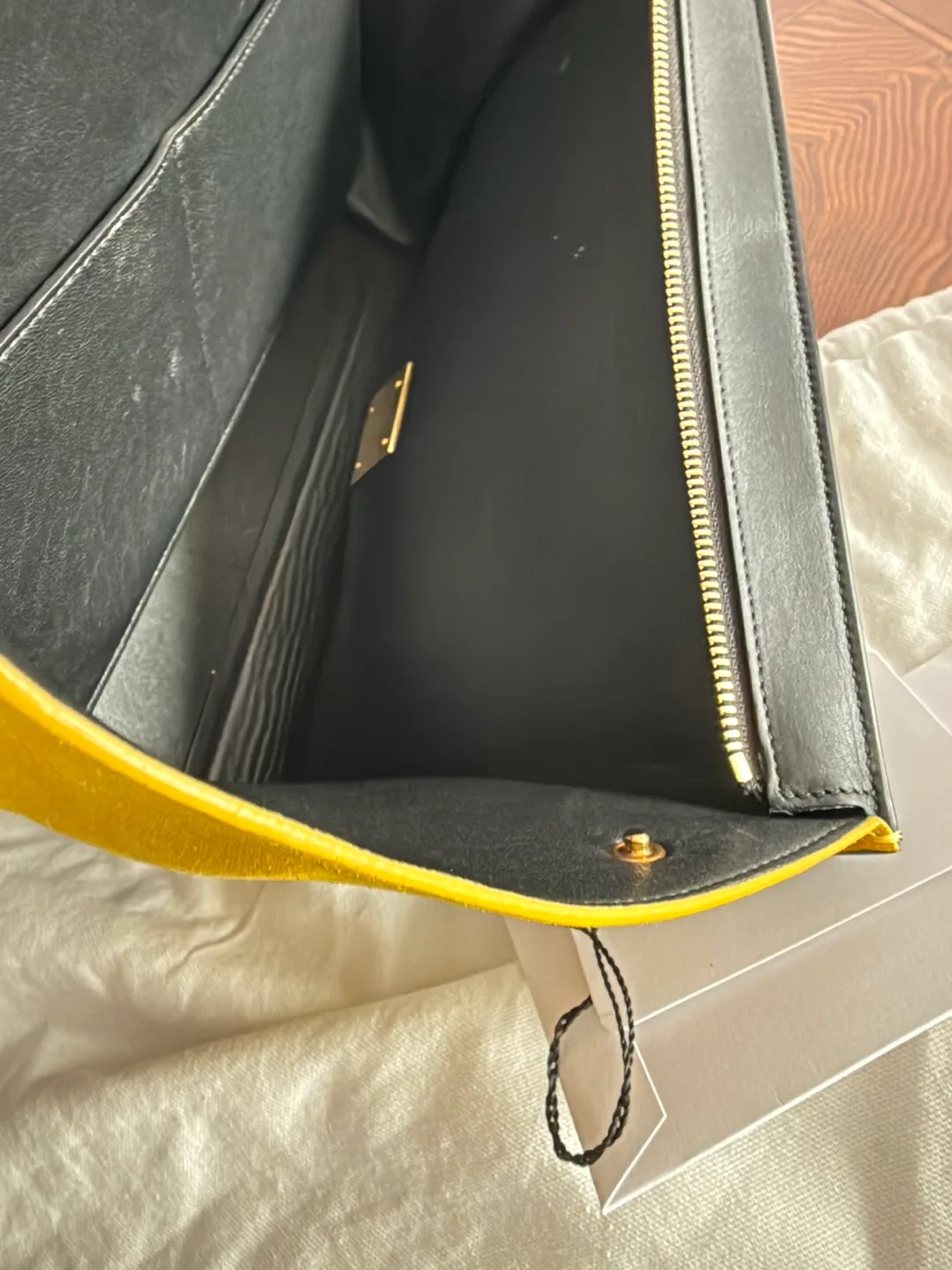 Celine Black Calfskin and Yellow Accents Trapeze bag image indicator(6)