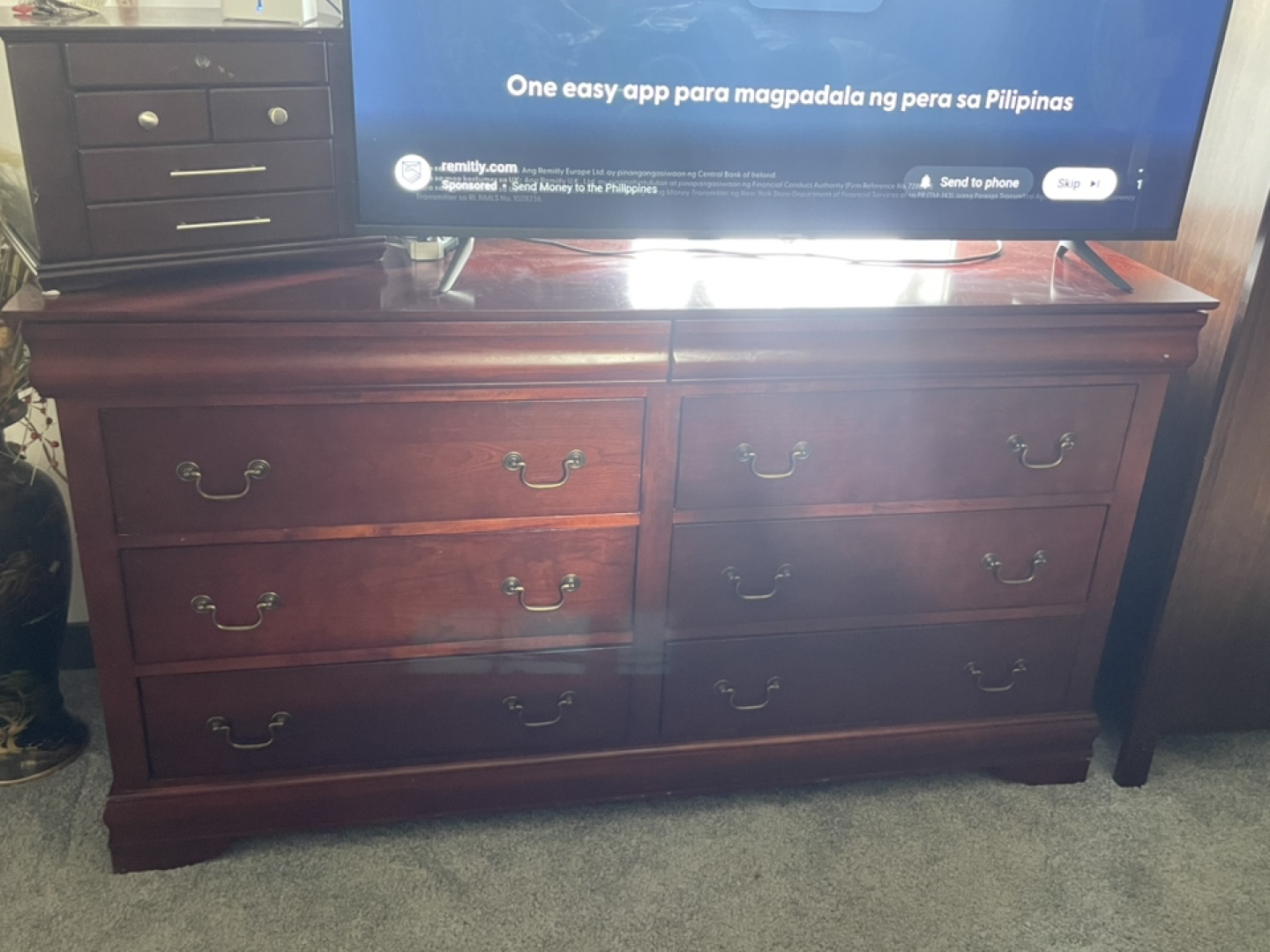 Solid Wooden Dresser with Six Drawers