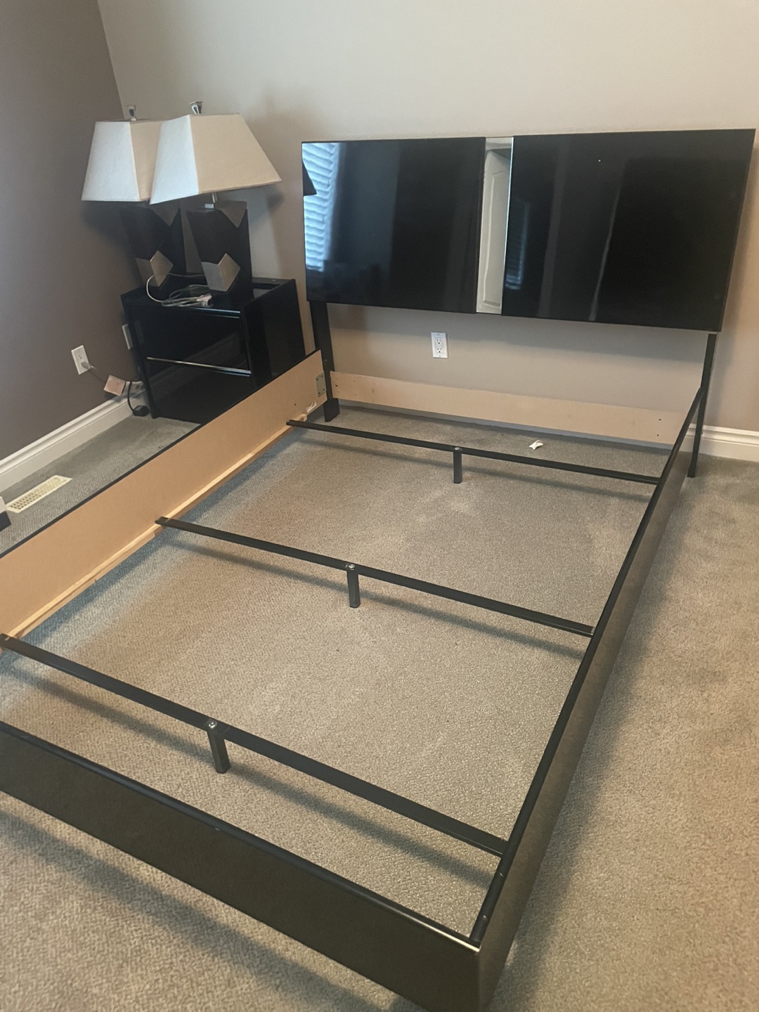 Queen Bed Frame, Mattress, Nightstand, and Lamps - photo 2