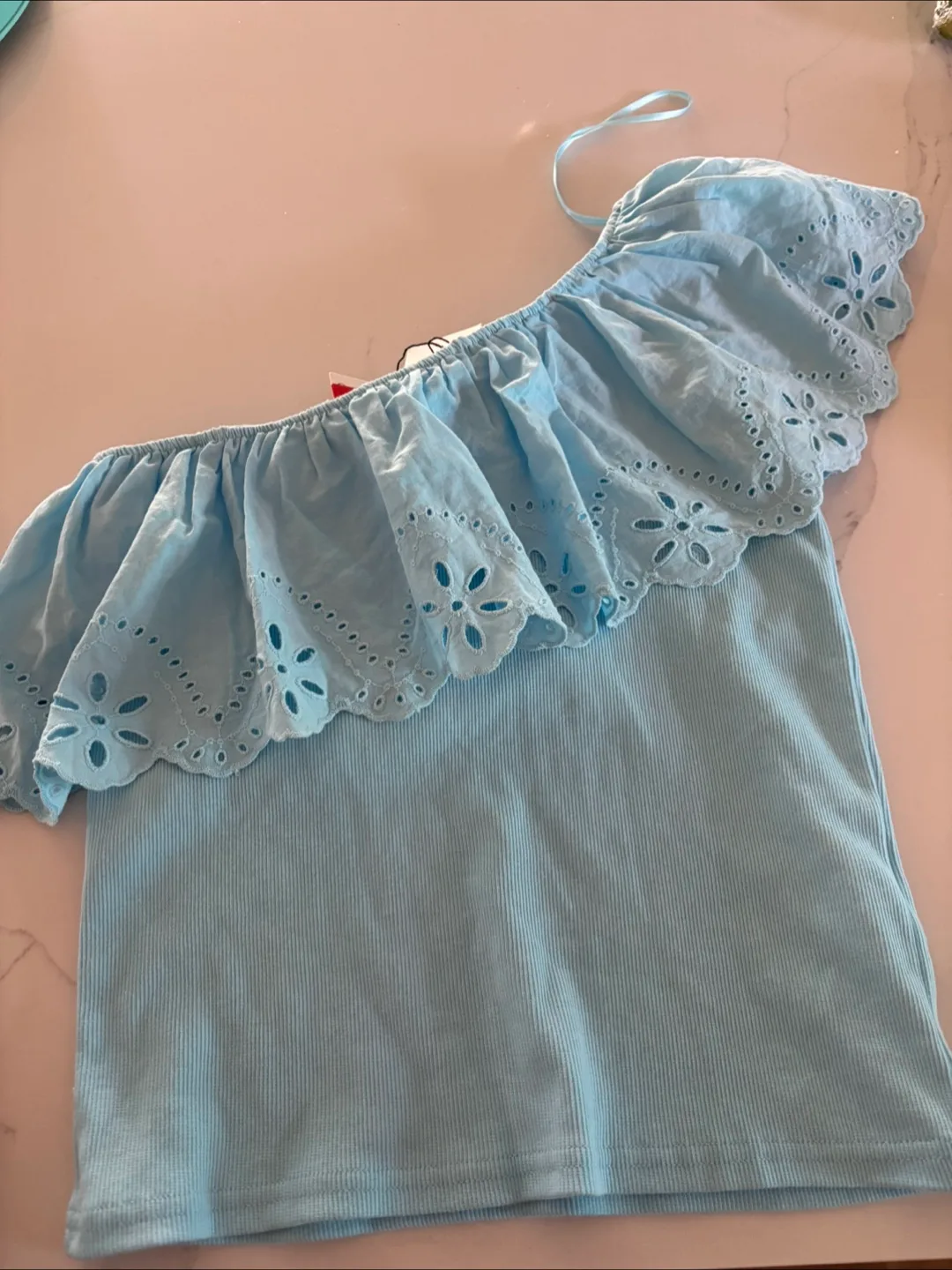 Zara Blue One-Shoulder Top - New with Tags thumbnail