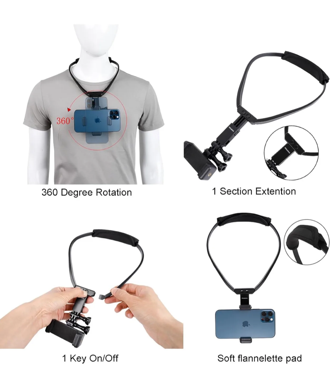 POV/Vlog Smartphone Head Strap Mount &Selfie Neck Holder image indicator(3)