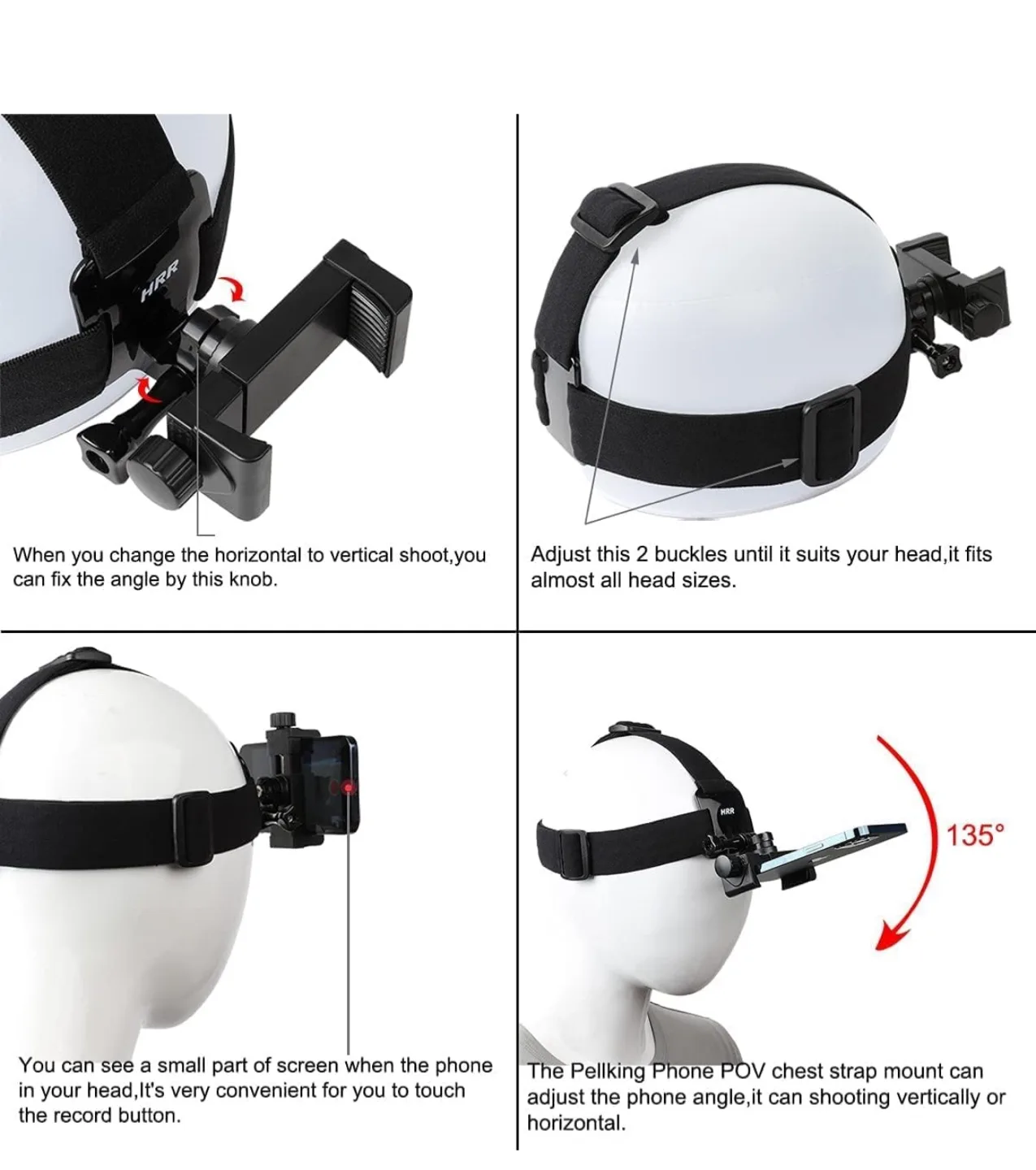 POV/Vlog Smartphone Head Strap Mount &Selfie Neck Holder image indicator(4)