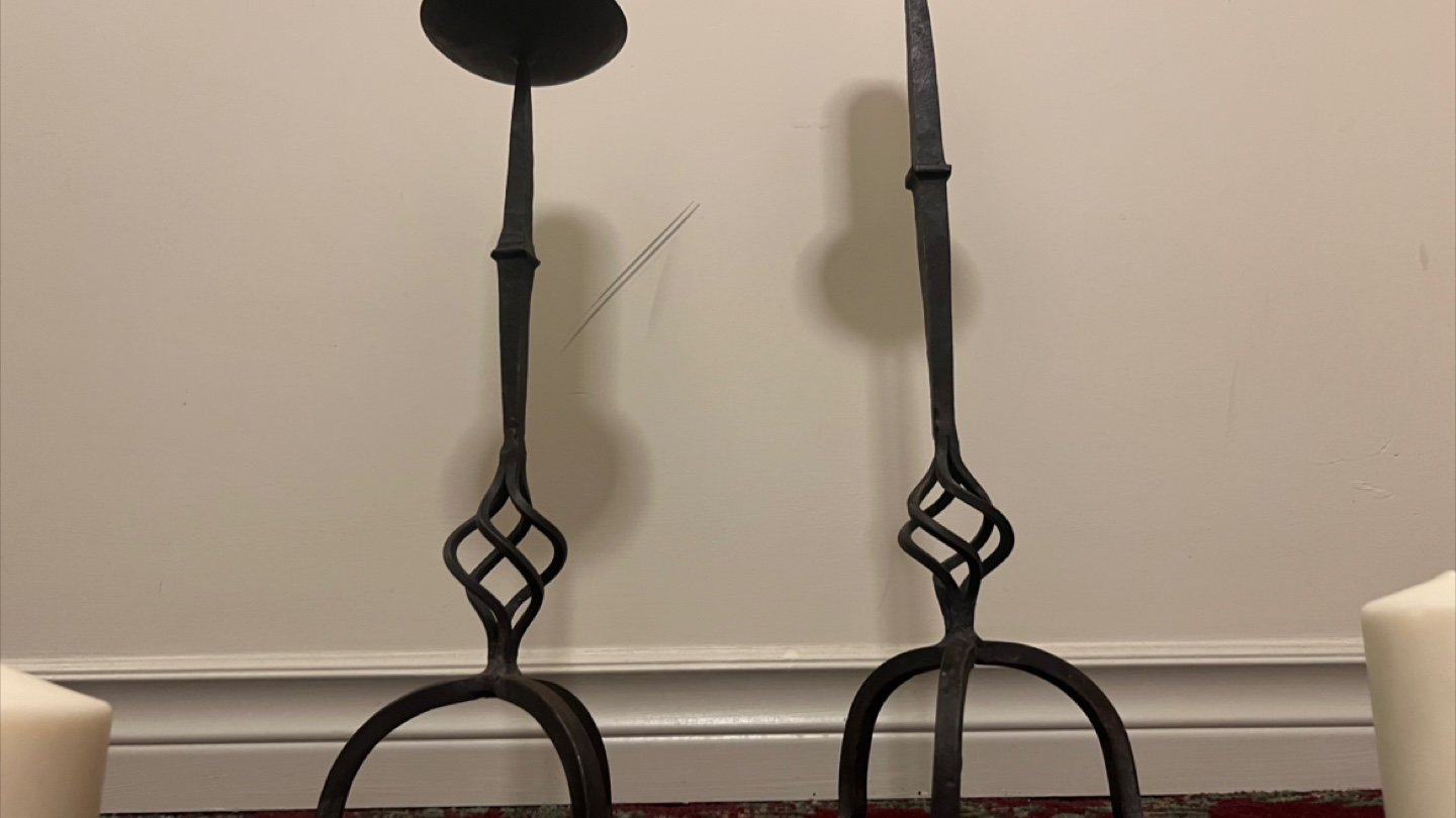 Pair of Black Metal Candle Holders with 6 candles - photo 2