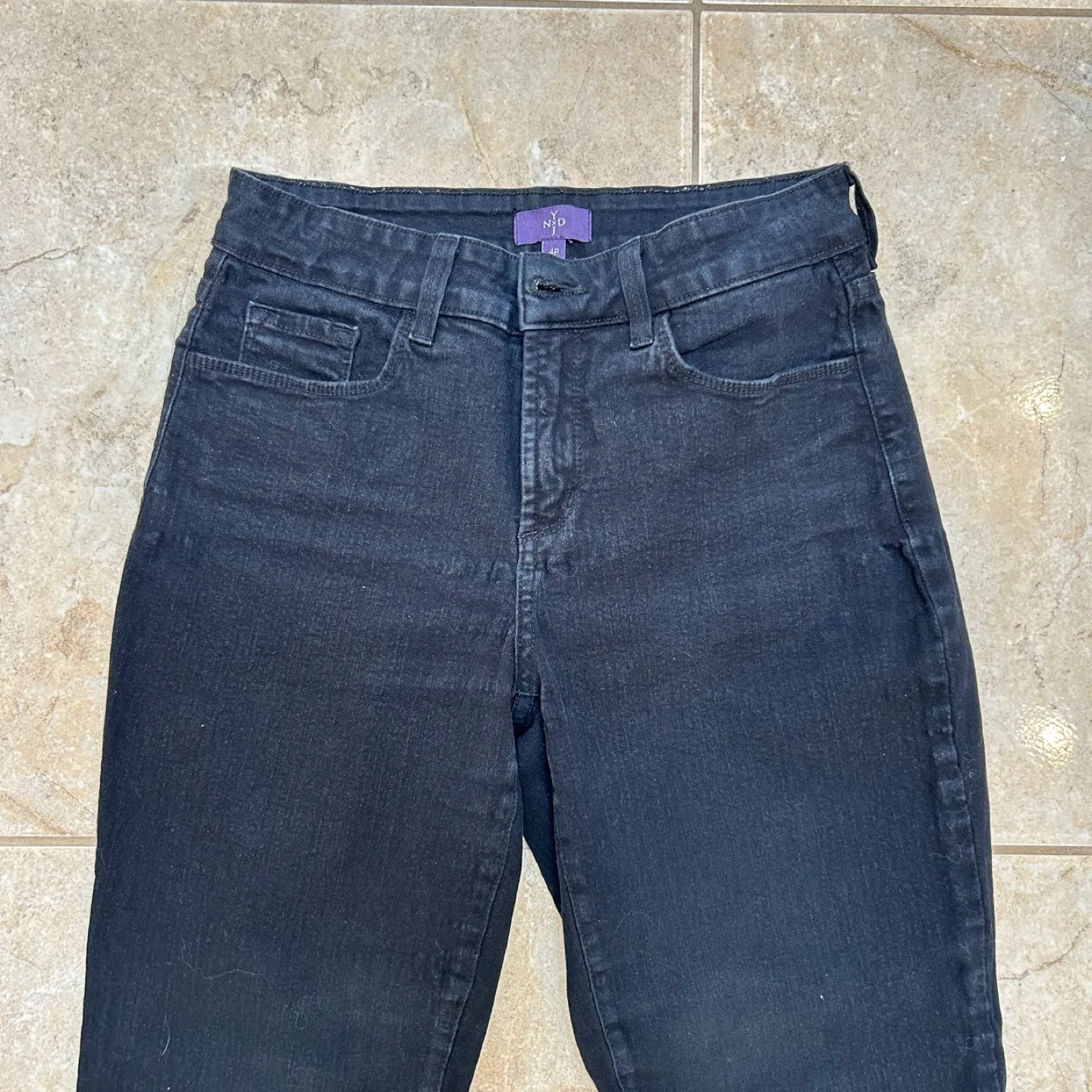 NYDJ Black Straight Jeans with Comfortable Fit (Womens Size 4P) thumbnail