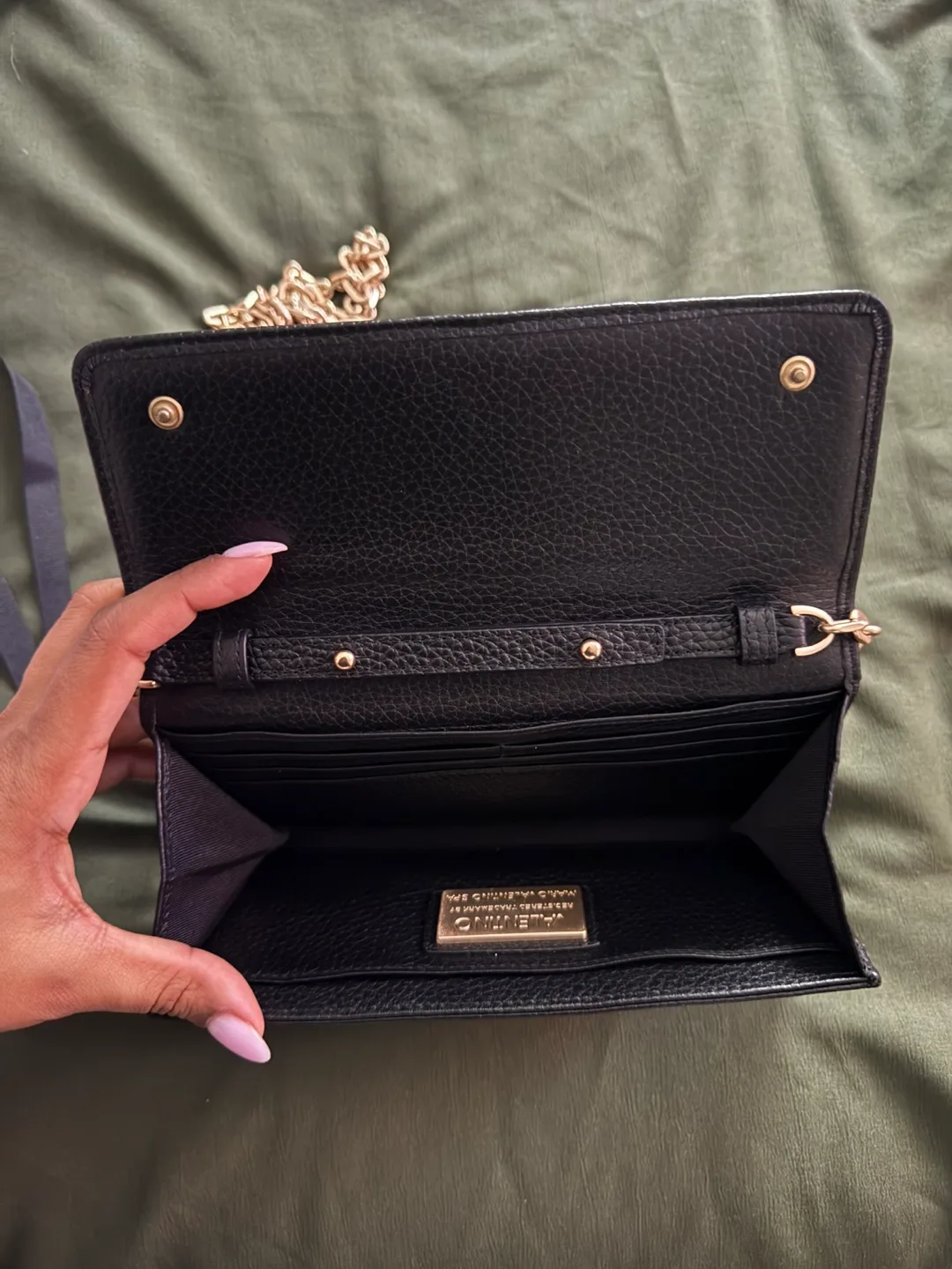 Valentino Black Crossbody Bag – Gold Chain Strap image indicator(3)