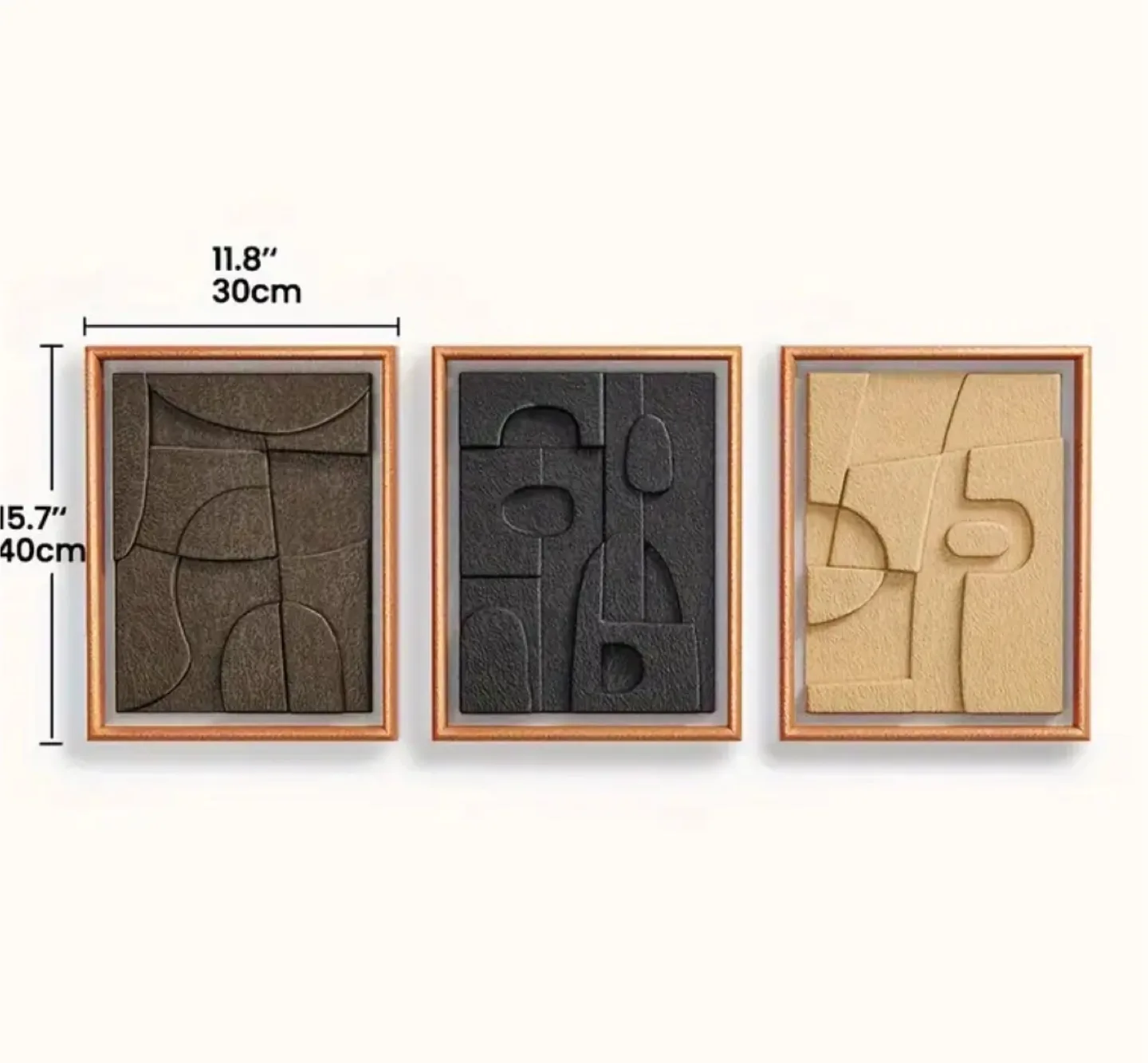 gold frame abstract 3D wall art Set Of 3 brand new image indicator(2)