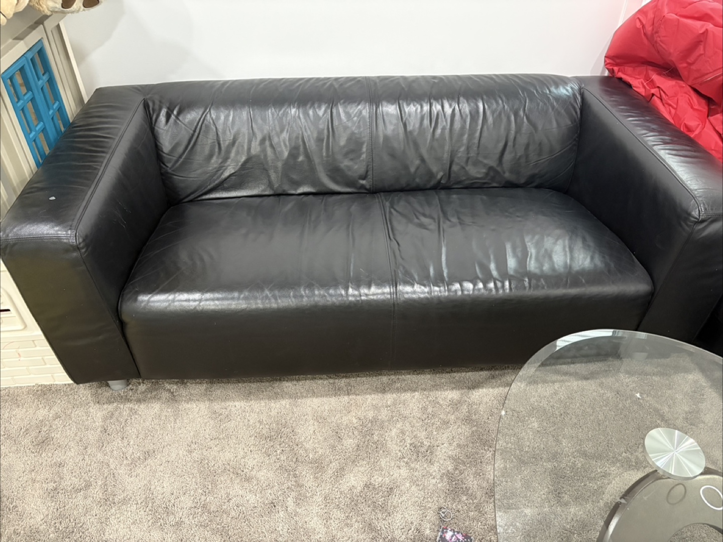 Black Leather Sofa - photo 2