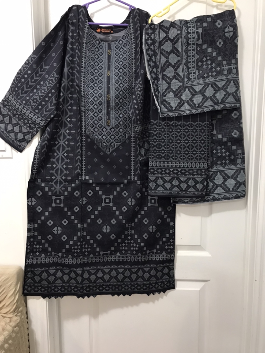 Dark grey embroidered outfit