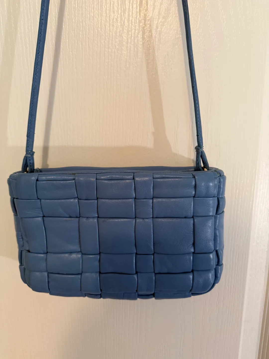 ZARA Blue Woven Shoulder Bag 100% leather image indicator(3)
