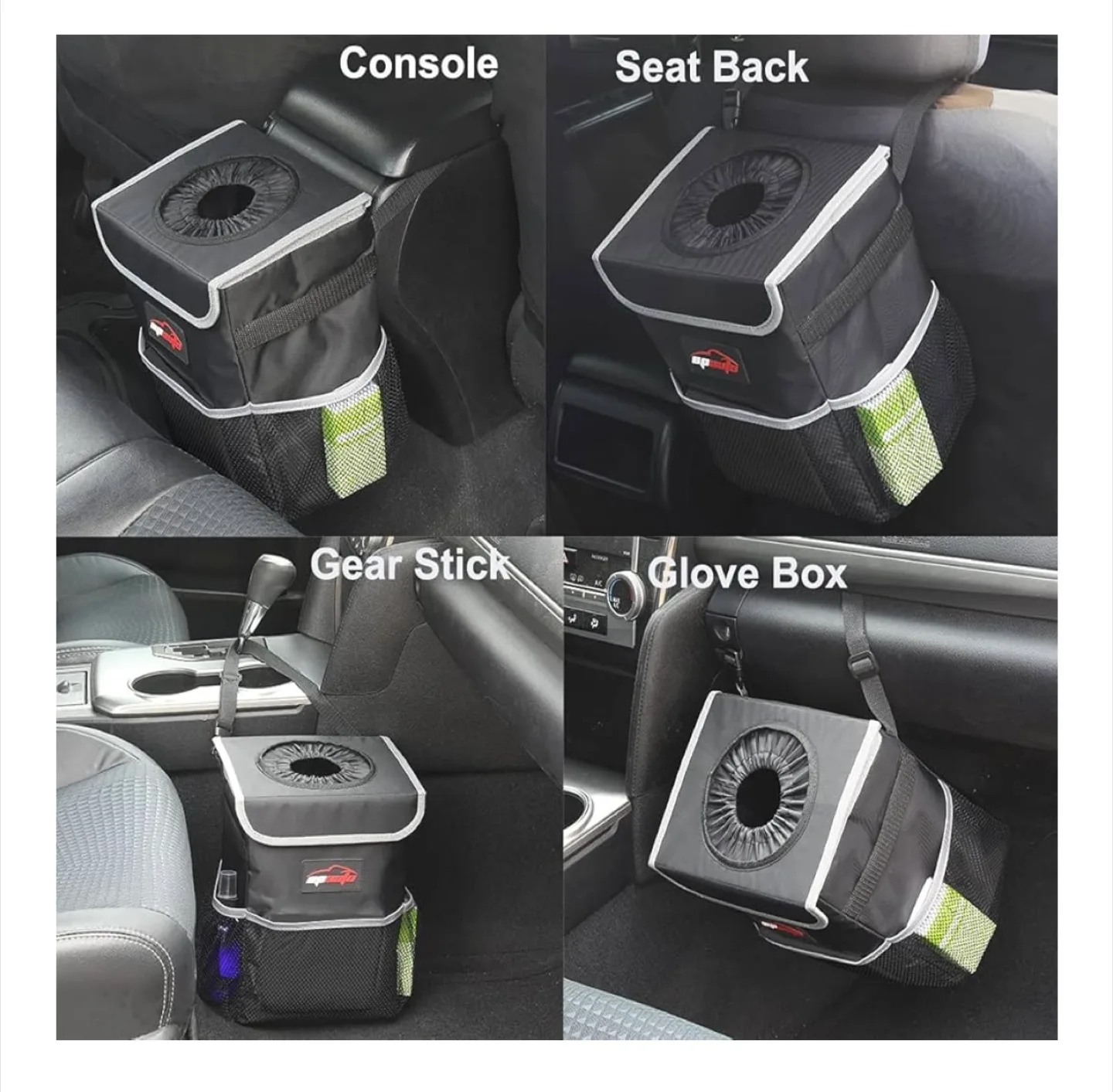 NEW Waterproof Car Trash Can with Lid and Storage Pockets, Black image indicator(3)