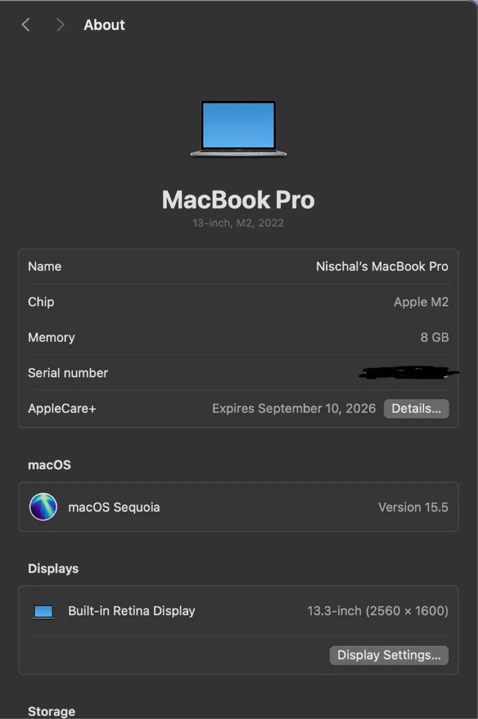 MacBook Pro M2 – AppleCare+ 2026, 100% Battery image indicator(4)