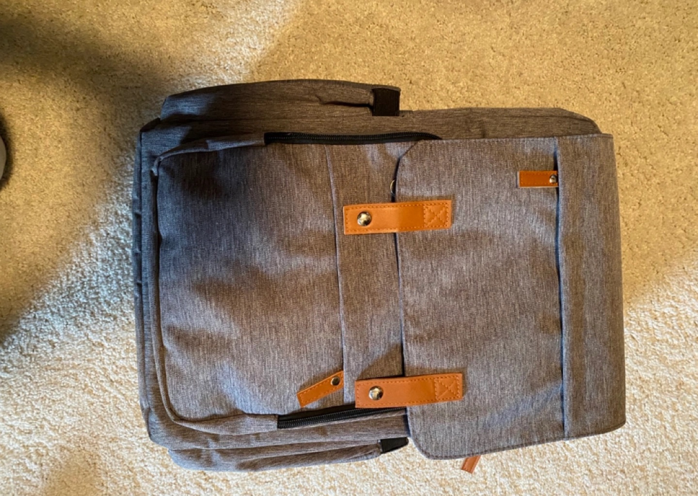 Gray and Brown Diaper Bag