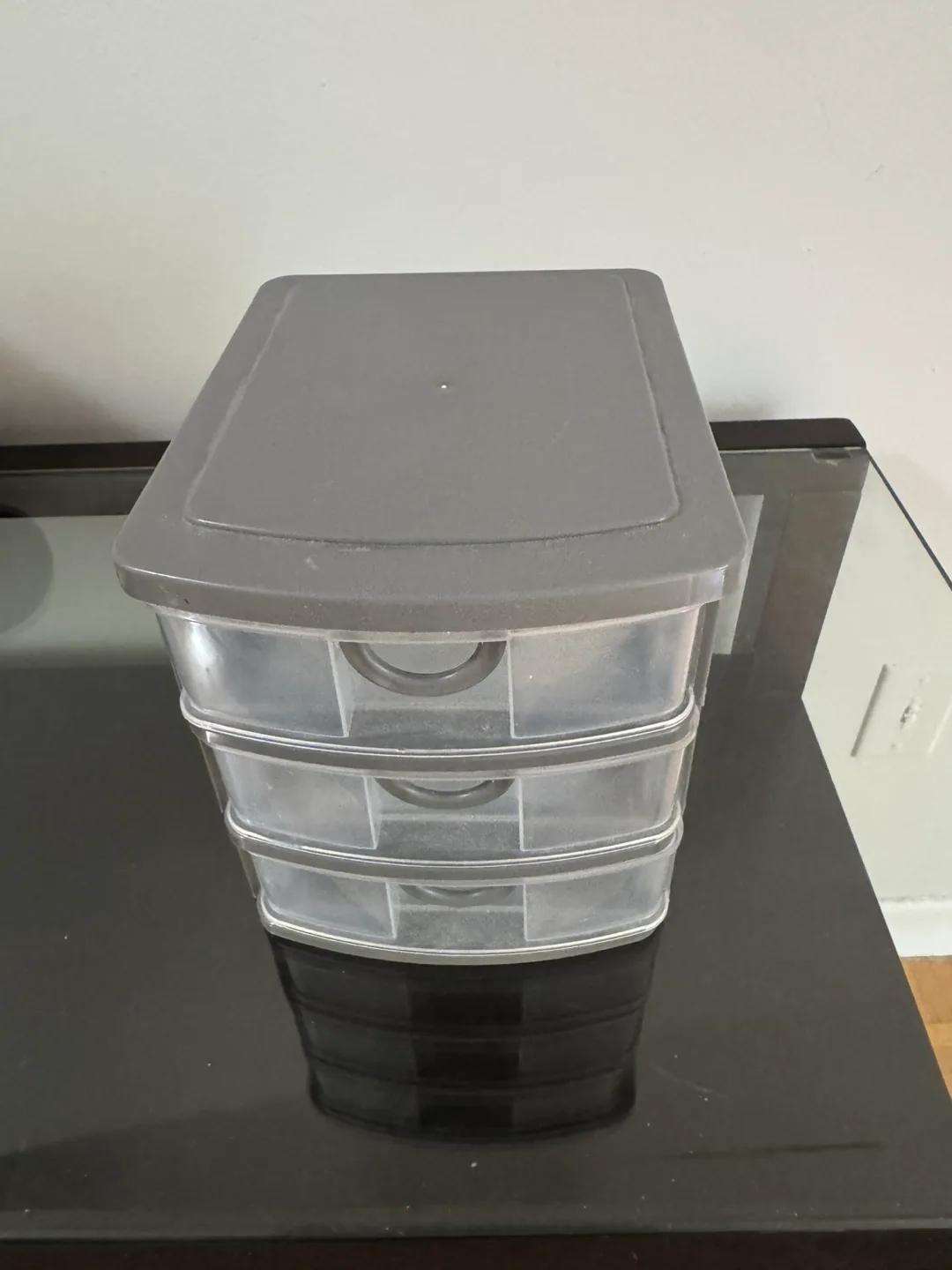 Small grey plastic storage drawers thumbnail