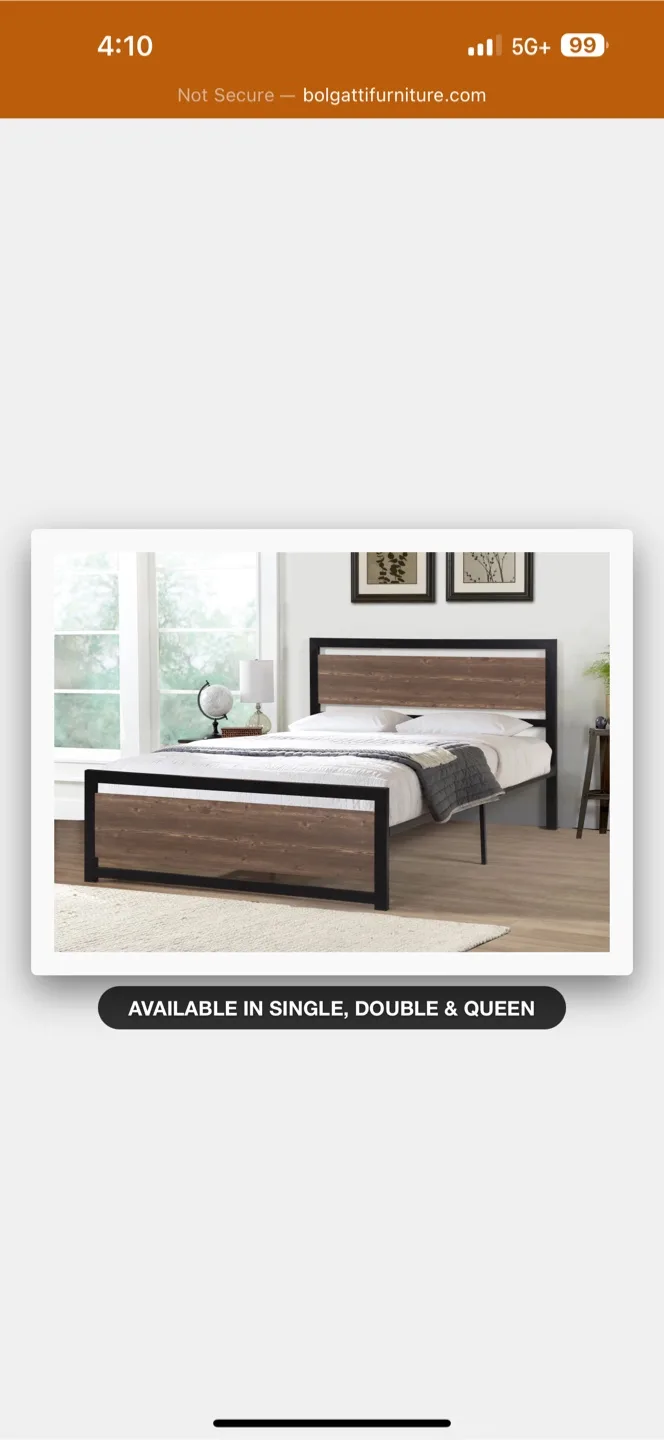 Wood & Metal Bed Frame twin thumbnail