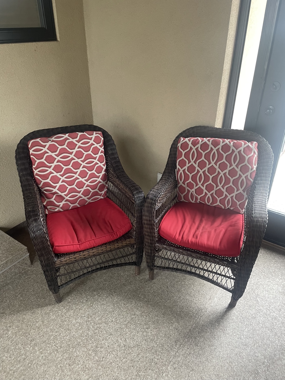 Wicker Chairs with Cushions