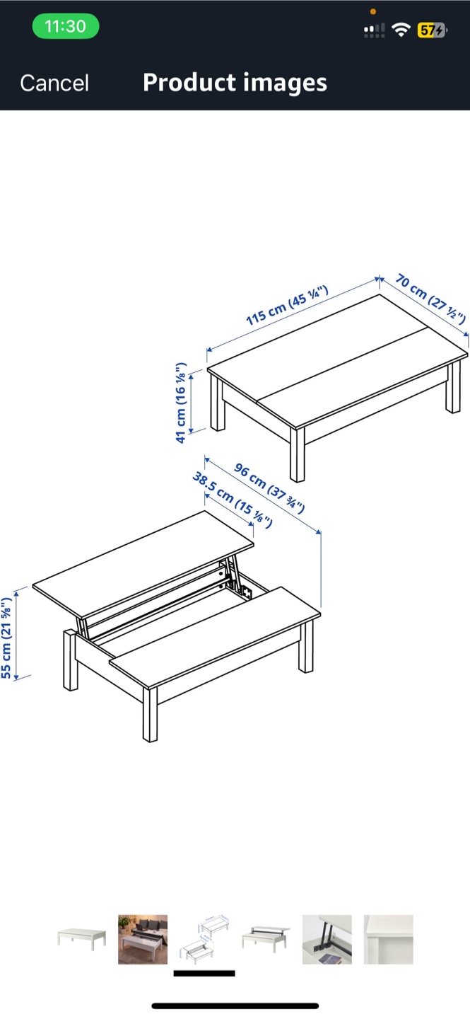 White Lift Top Coffee Table - photo 3