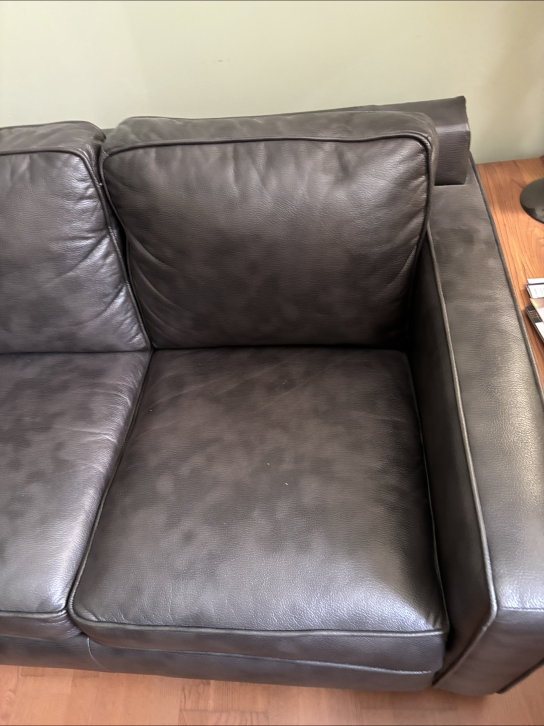 Dark Grey Leather Sofa - photo 5