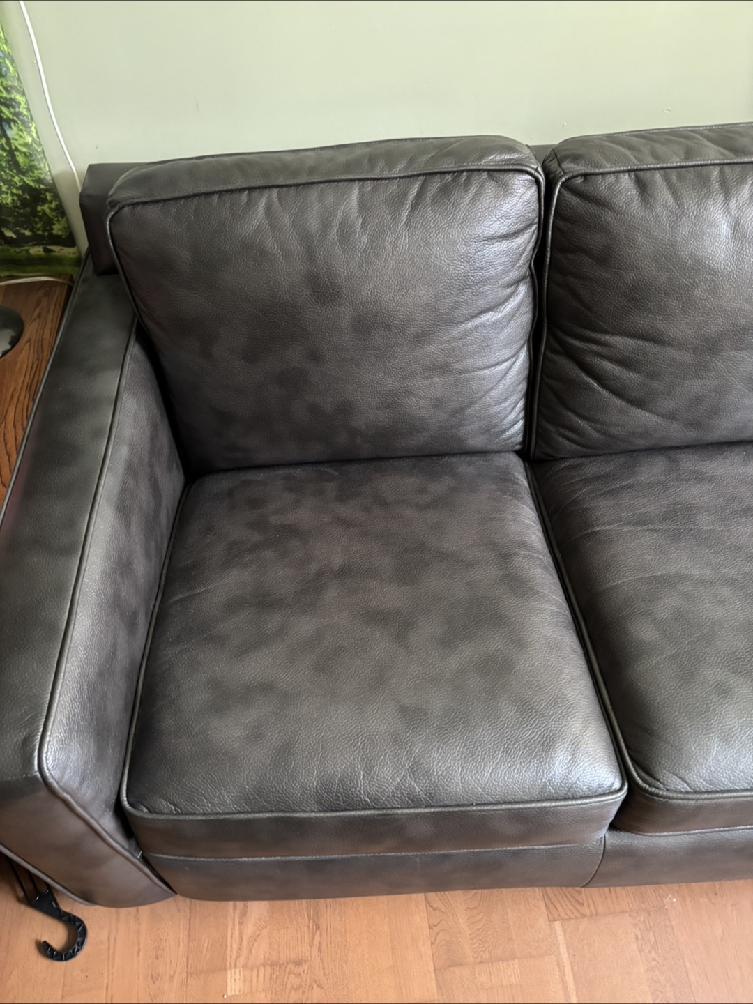Dark Grey Leather Sofa - photo 2